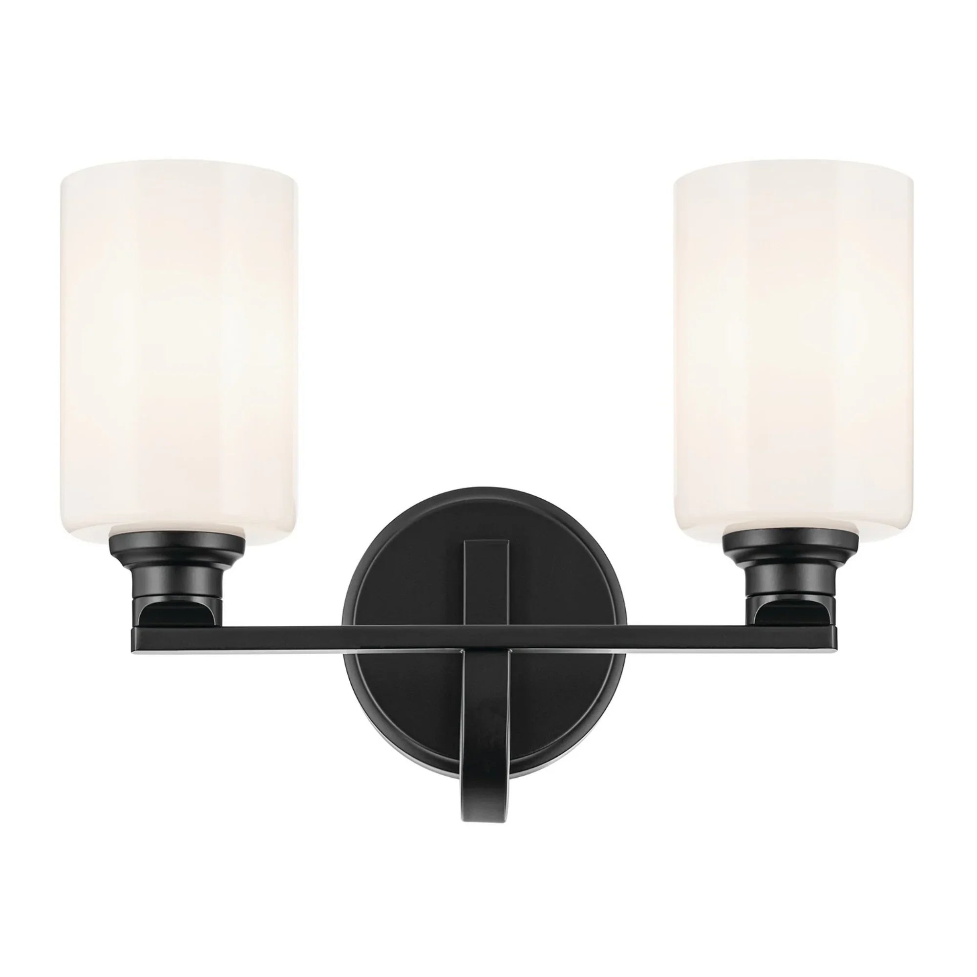 Gioe 14" 2-Light Bath Vanity Light, Black Finish Etched Glass - Bees Lighting