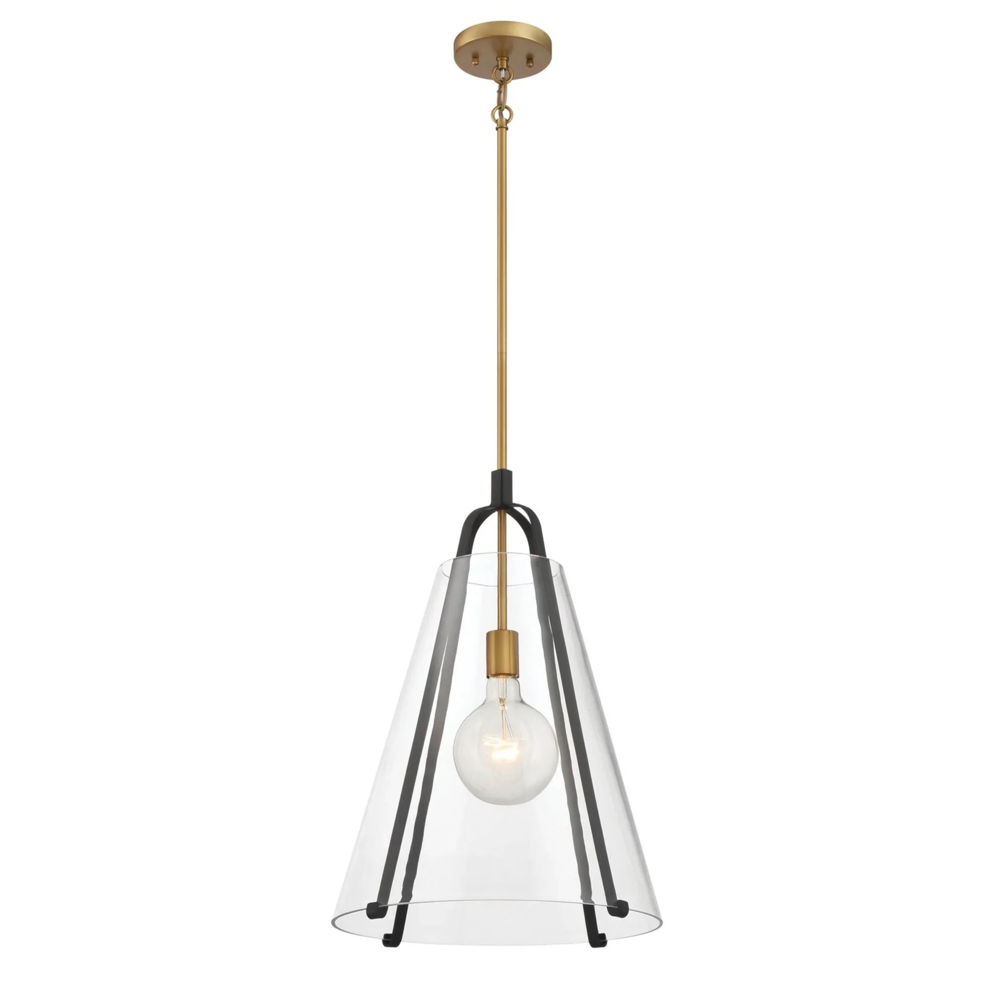 Paxos 12" Pendant, Legacy Brass & Sand Coal Finish - Bees Lighting