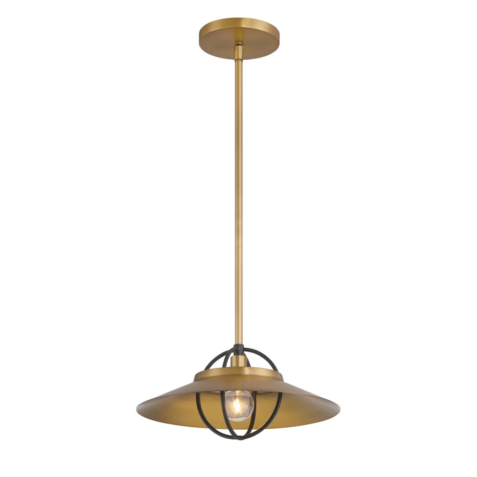 Newburie 12" Pendant, Legacy Brass & Dark Matte Black Finish - Bees Lighting