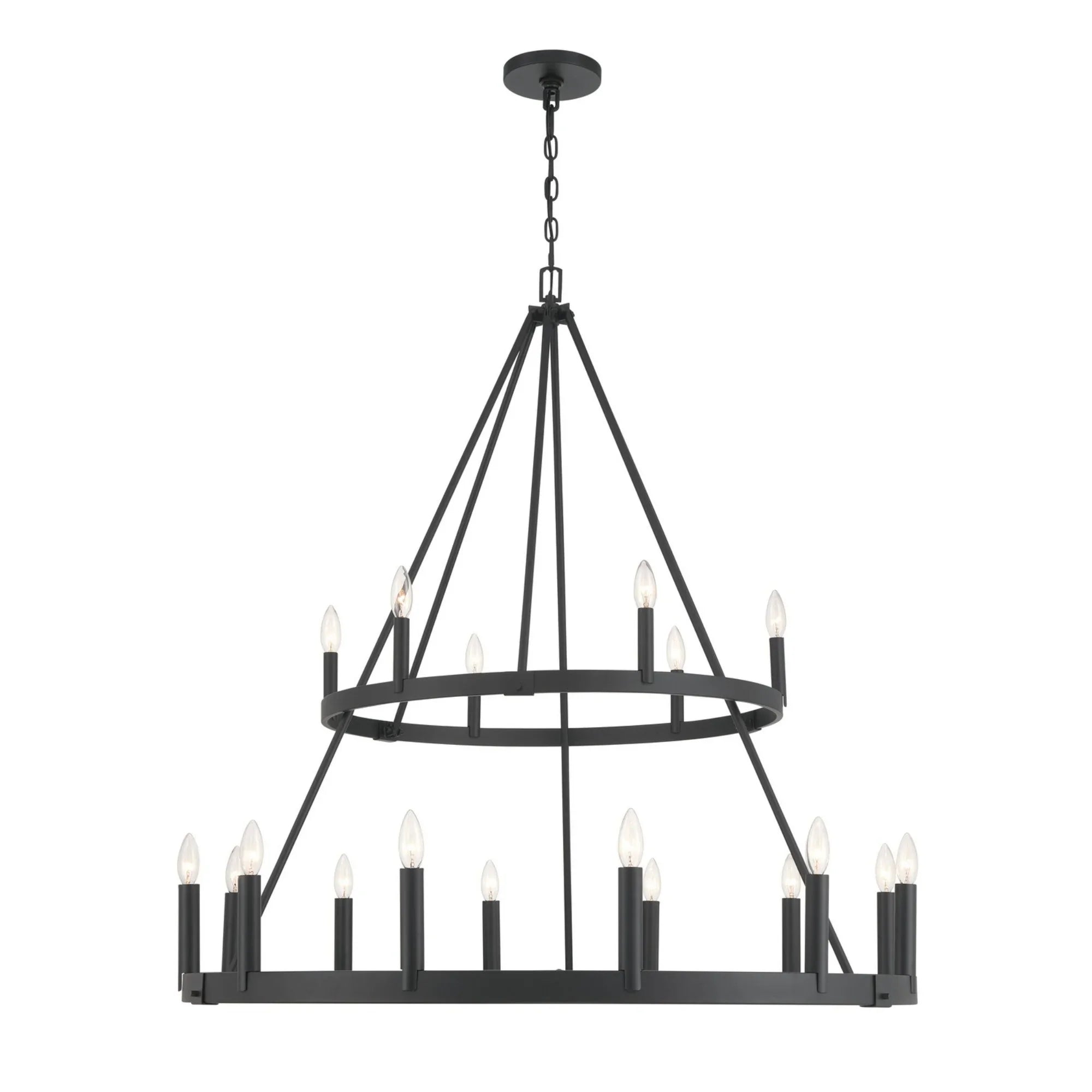 Dutton 44" 18-Light 2-Tier Chandelier, Coal Finish - Bees Lighting