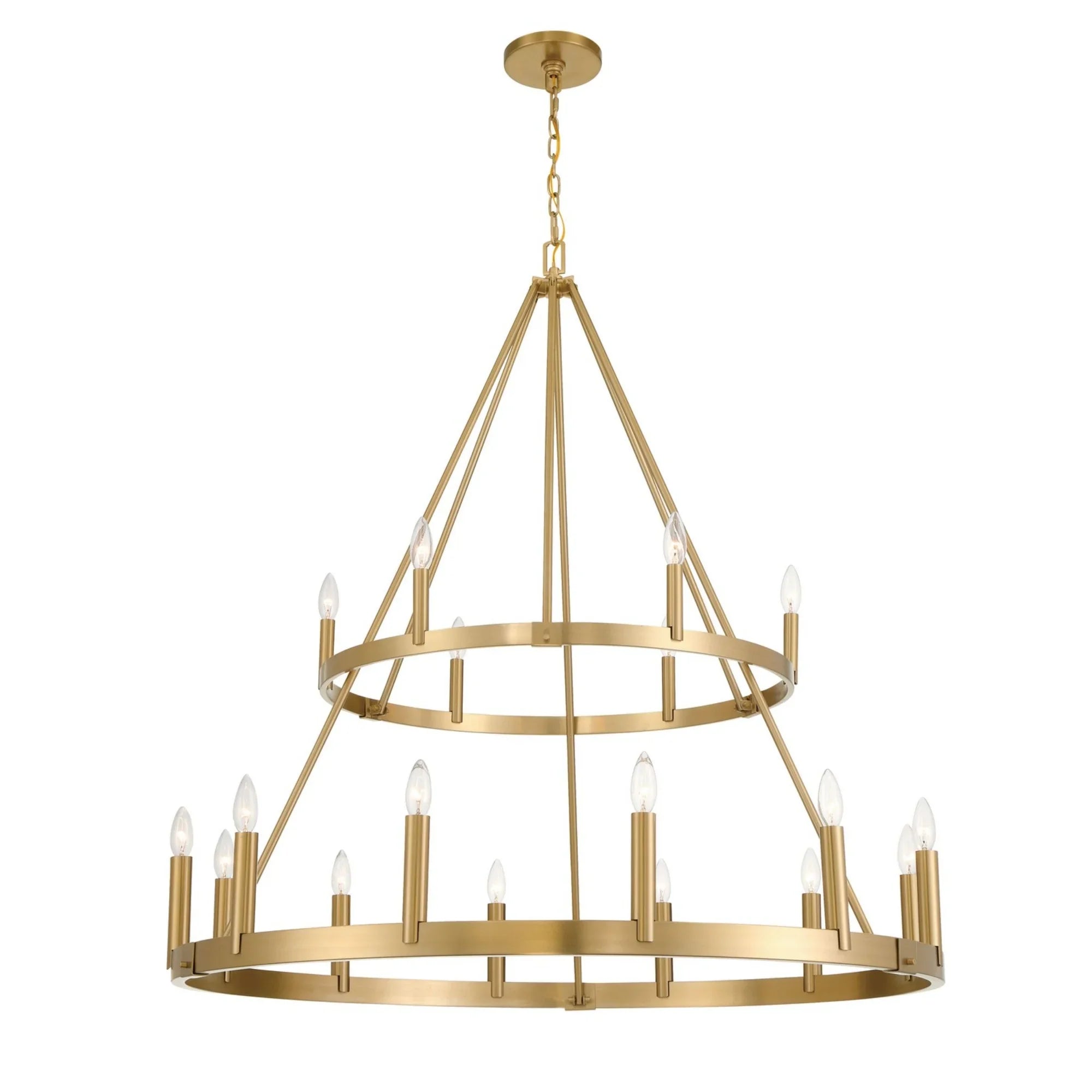 Dutton 44" 18-Light 2-Tier Chandelier, Signature Brass Finish - Bees Lighting