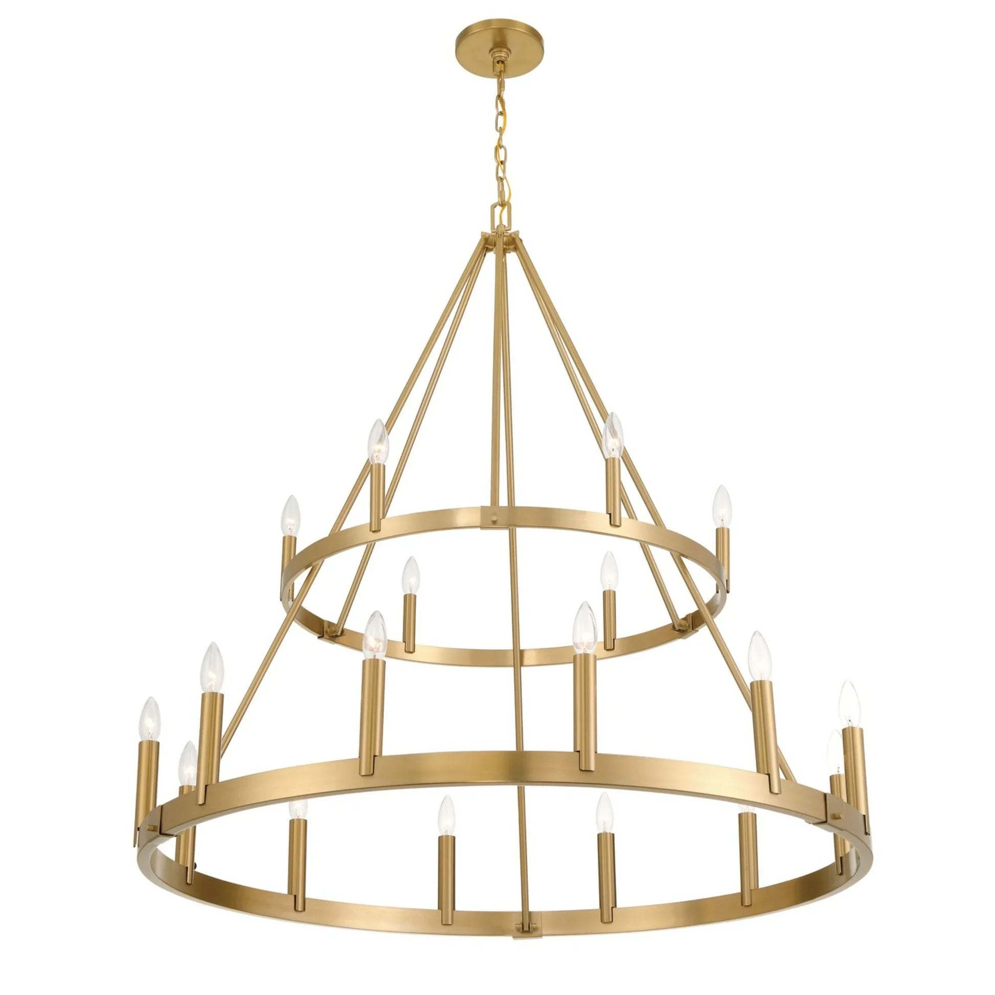 Dutton 44" 18-Light 2-Tier Chandelier, Signature Brass Finish - Bees Lighting