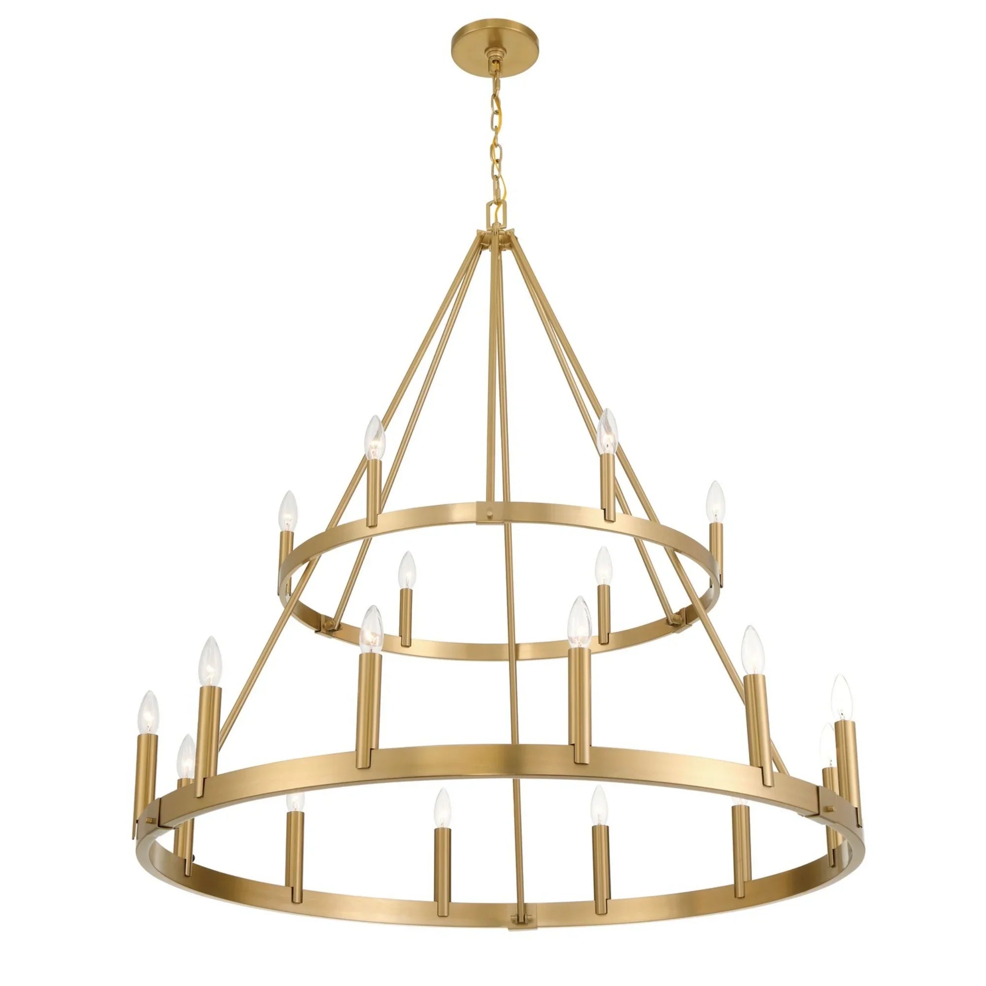 Dutton 44" 18-Light 2-Tier Chandelier, Signature Brass Finish - Bees Lighting