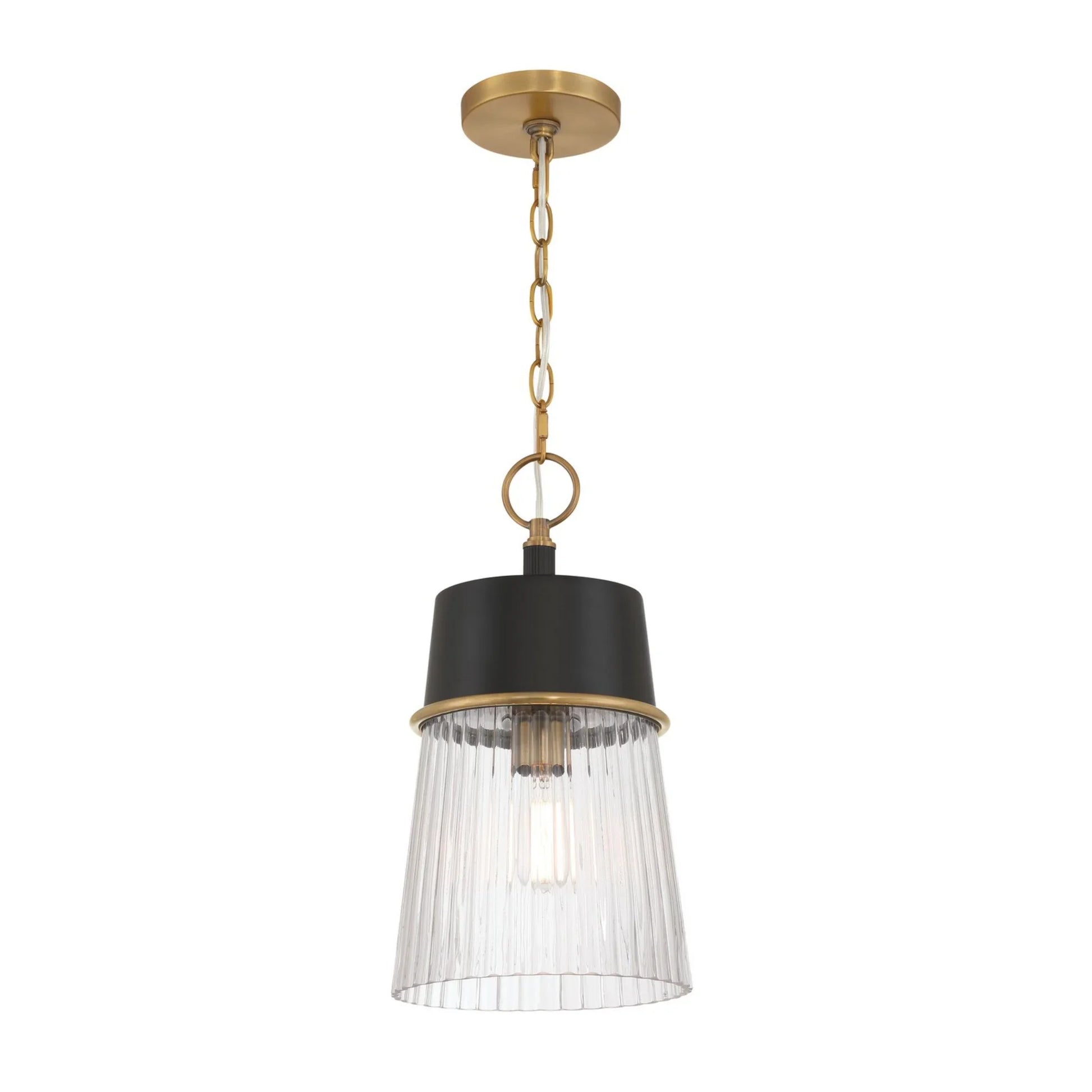 Stamford 9" Pendant, Legacy Brass & Dark Matte Black Finish - Bees Lighting