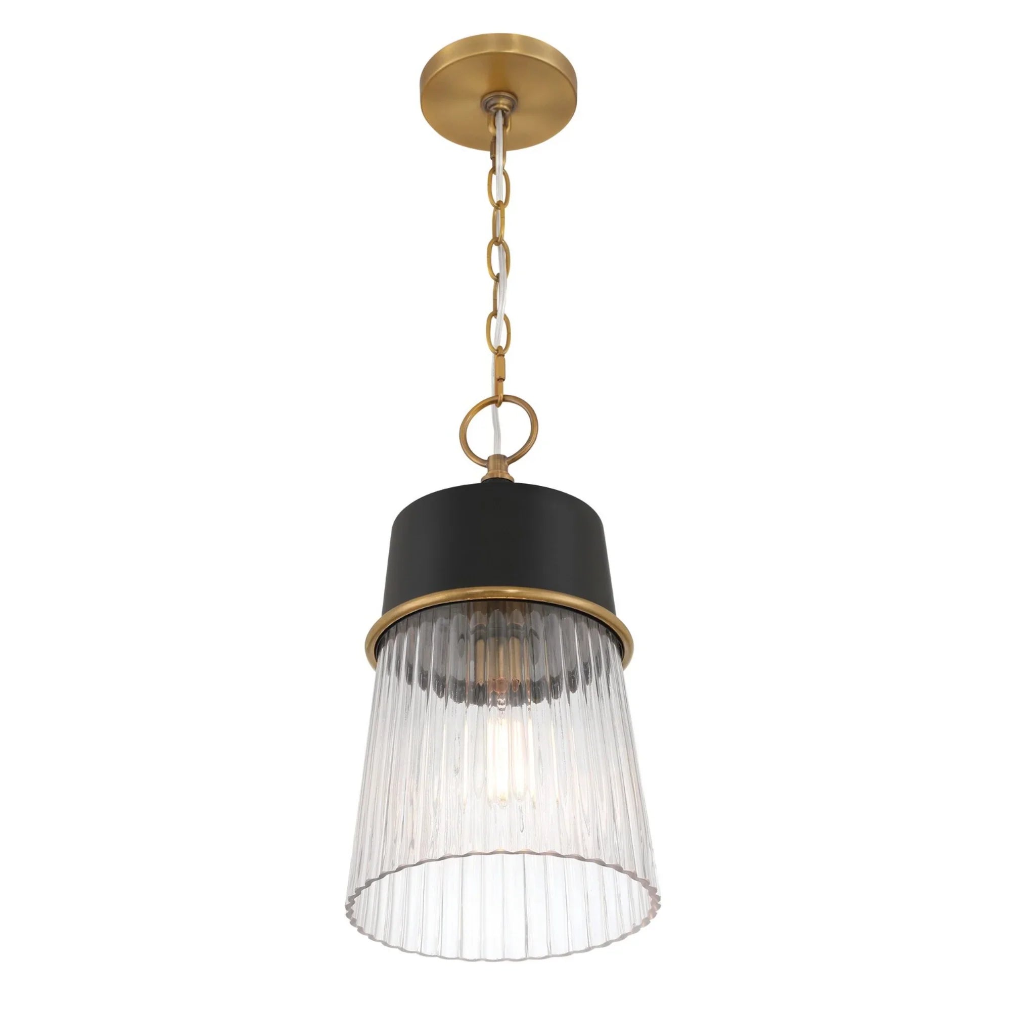 Stamford 9" Pendant, Legacy Brass & Dark Matte Black Finish - Bees Lighting
