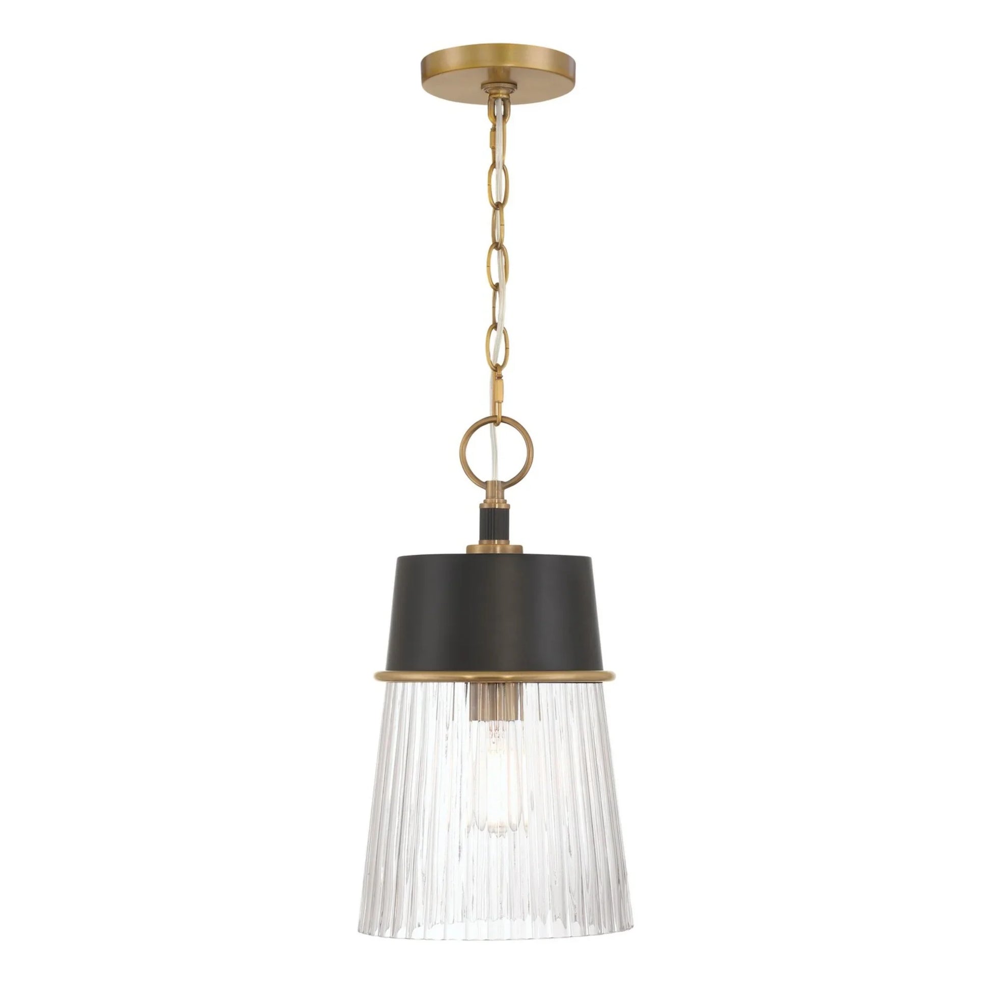 Stamford 9" Pendant, Legacy Brass & Dark Matte Black Finish - Bees Lighting