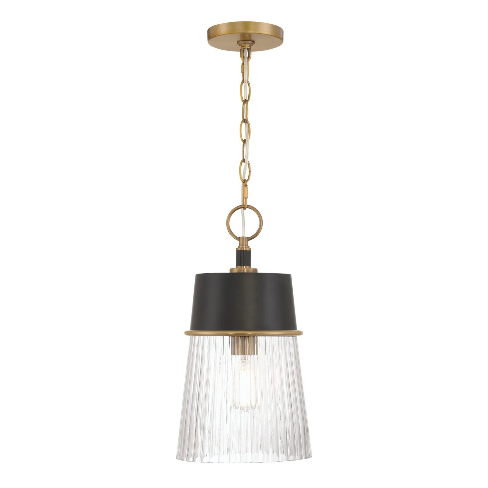 Stamford 9" Pendant, Legacy Brass & Dark Matte Black Finish - Bees Lighting