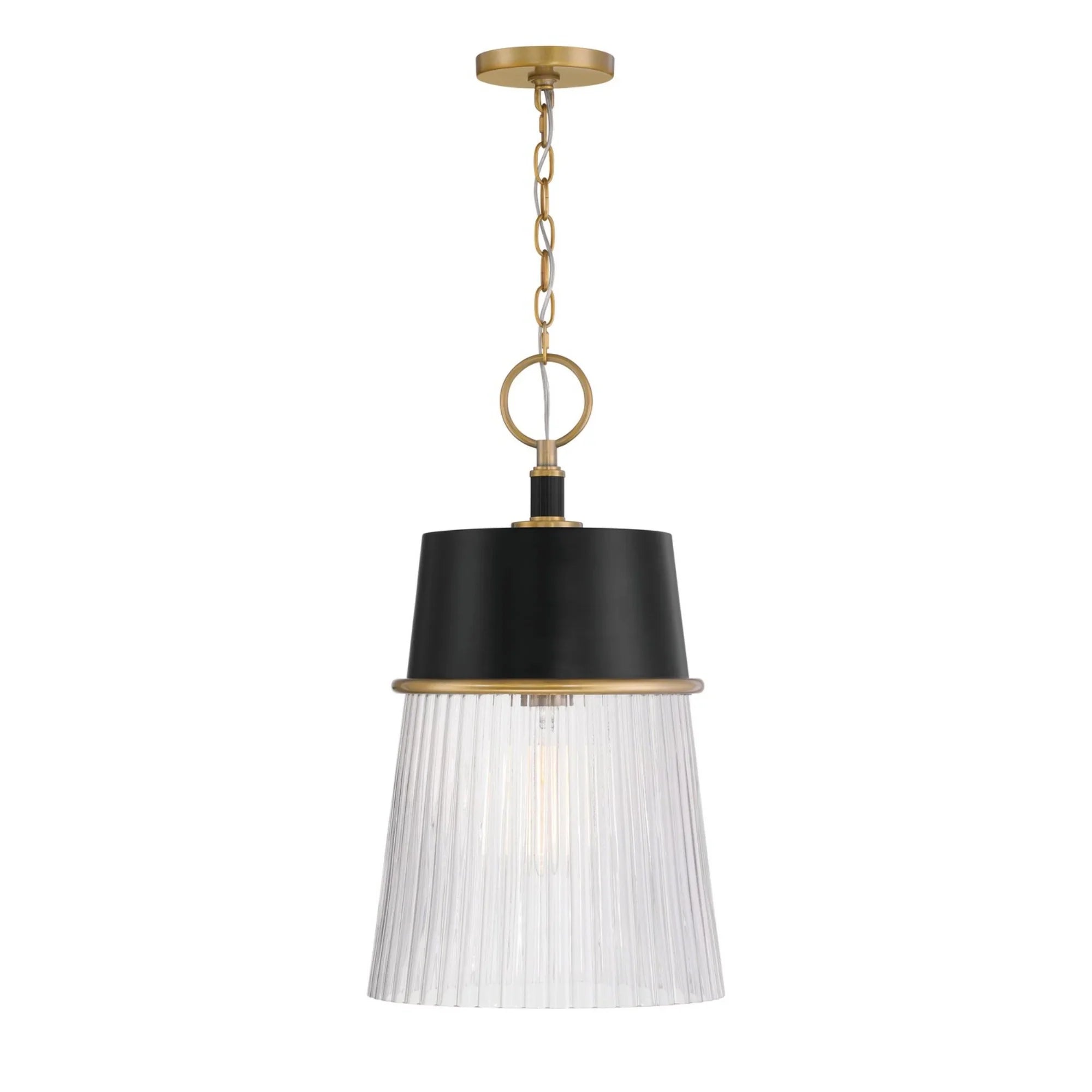 Stamford 13" Pendant, Legacy Brass & Dark Matte Black Finish - Bees Lighting