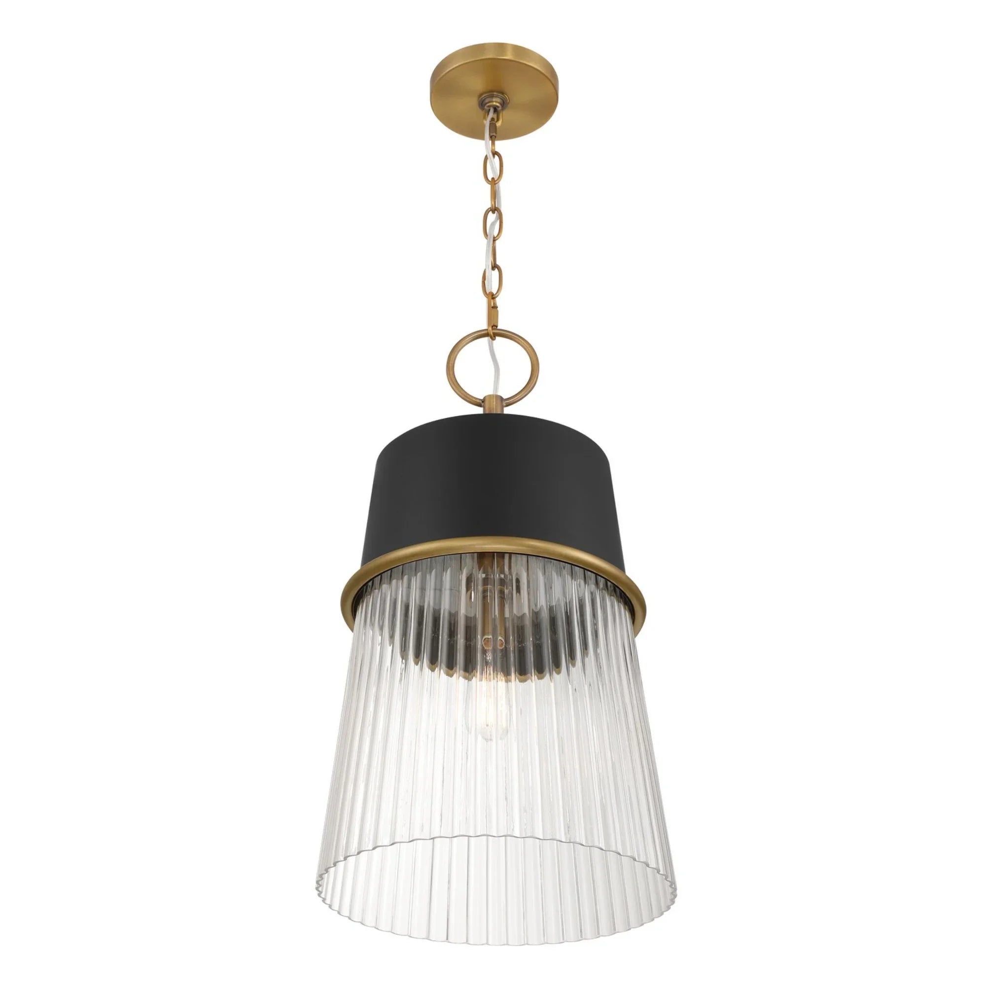 Stamford 15" Pendant, Legacy Brass & Dark Matte Black Finish - Bees Lighting