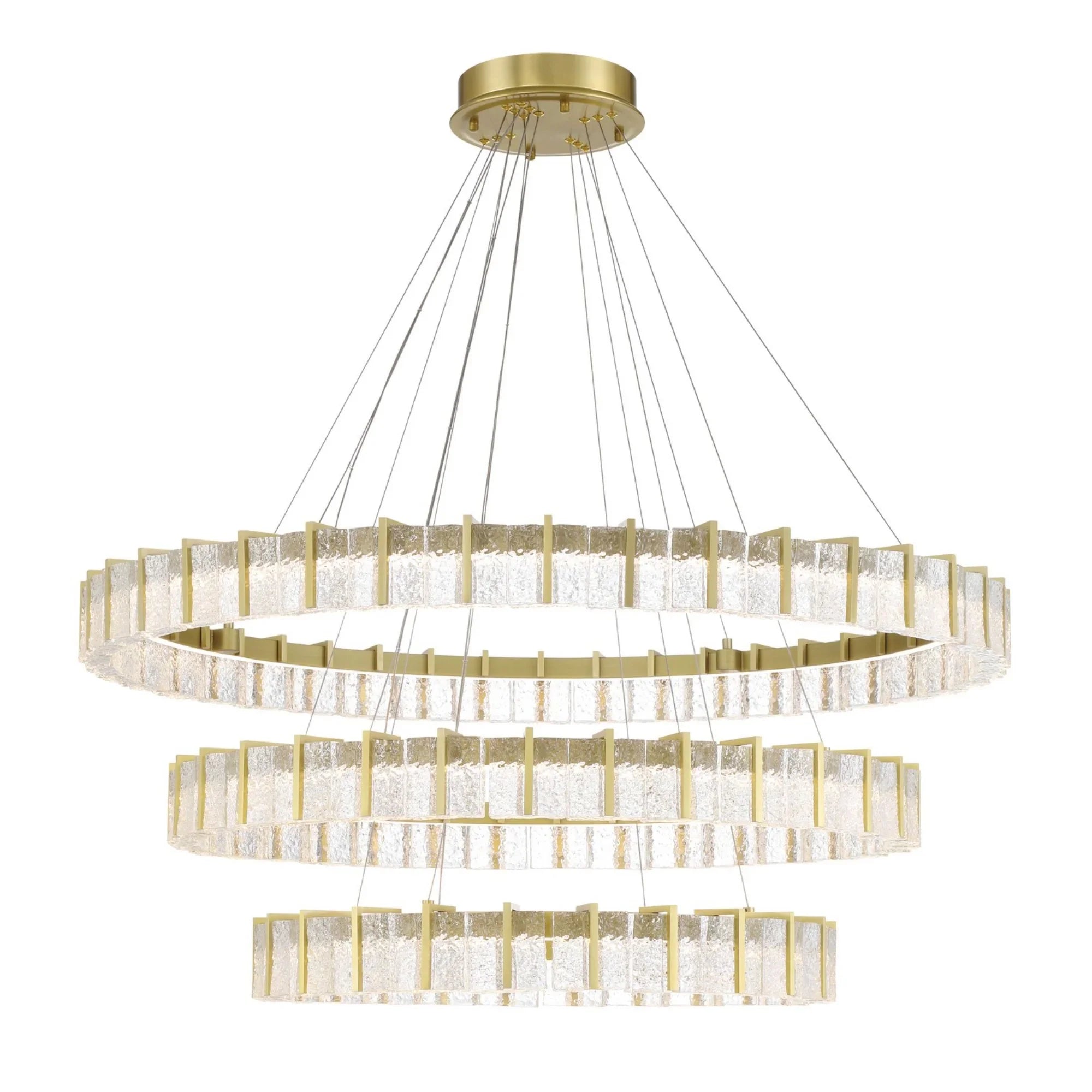 Sevryn 3-Tiers 45" LED Chandelier, Soft Brass Finish - Bees Lighting