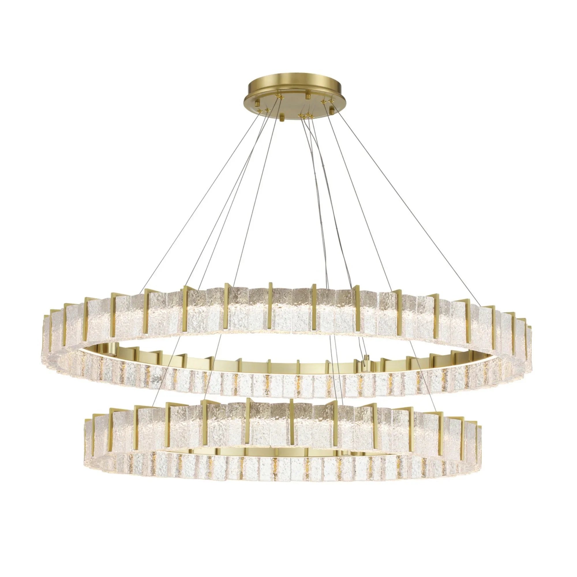 Sevryn 2-Tiers 45" LED Chandelier, Soft Brass Finish - Bees Lighting