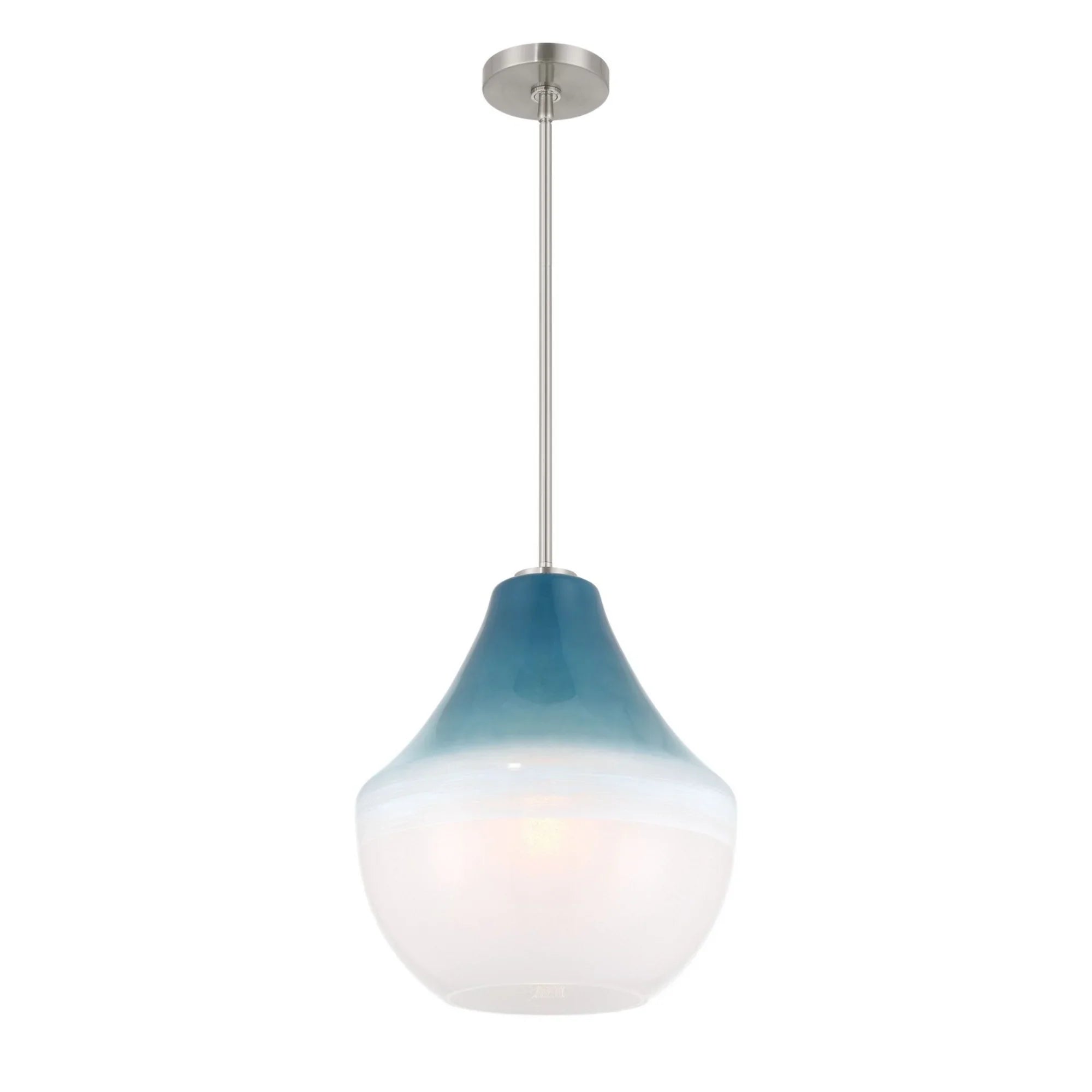 Pacific 17" Pendant, Brushed Nickel Finish with Blue Ombre Glass - Bees Lighting