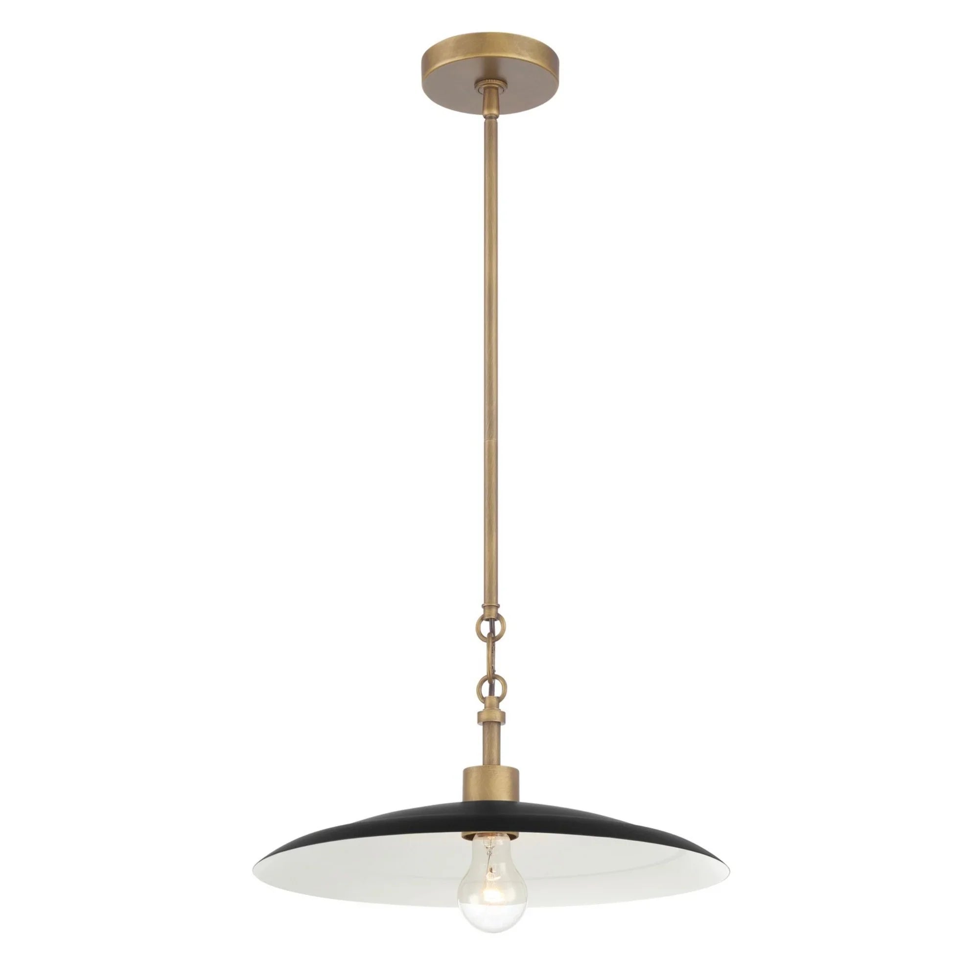 York 16" Pendant, Dark Matte Black with Natural Brass Finish - Bees Lighting