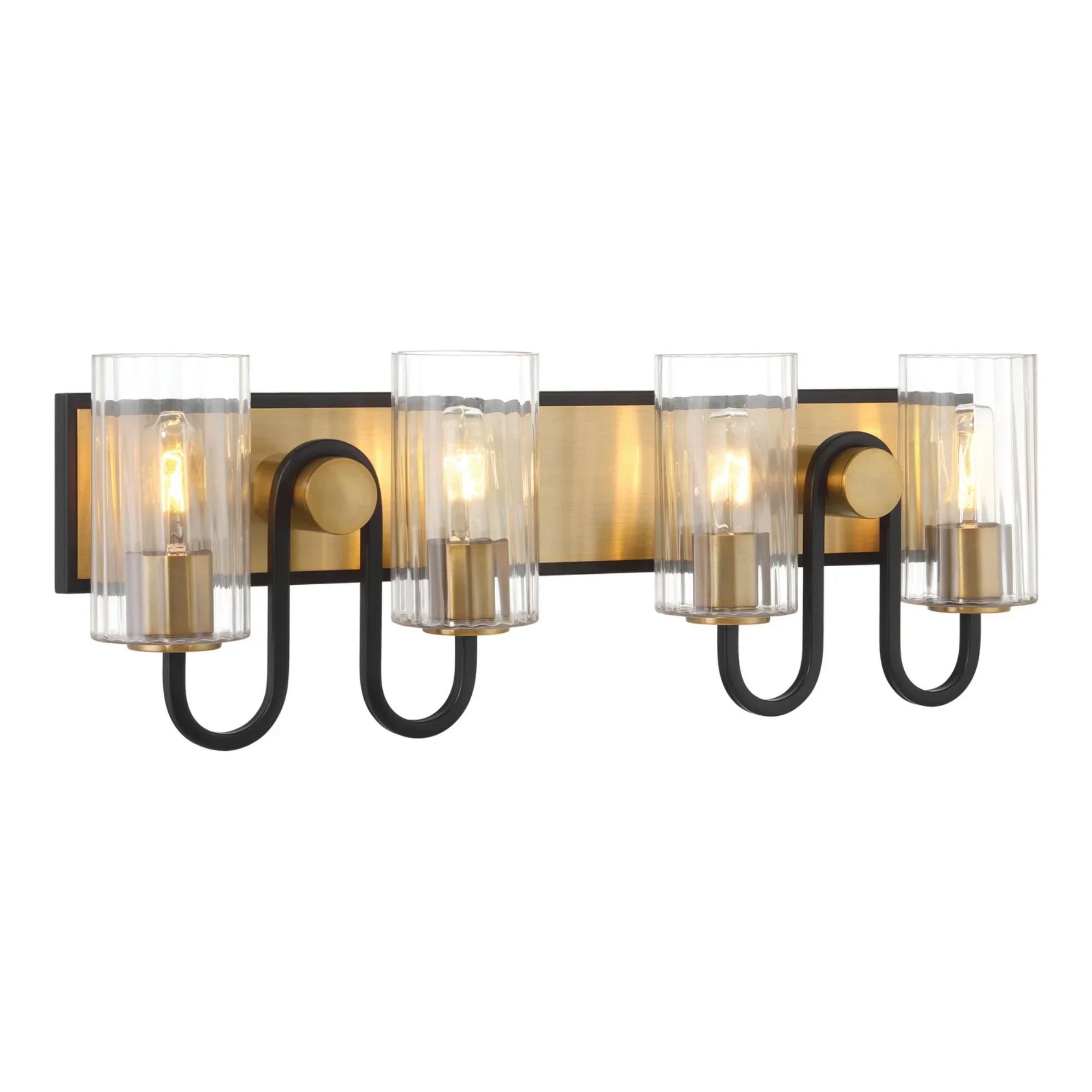 Orla 28" 4-Light Bath Vanity, Legacy Brass & Dark Matte Black Finish - Bees Lighting