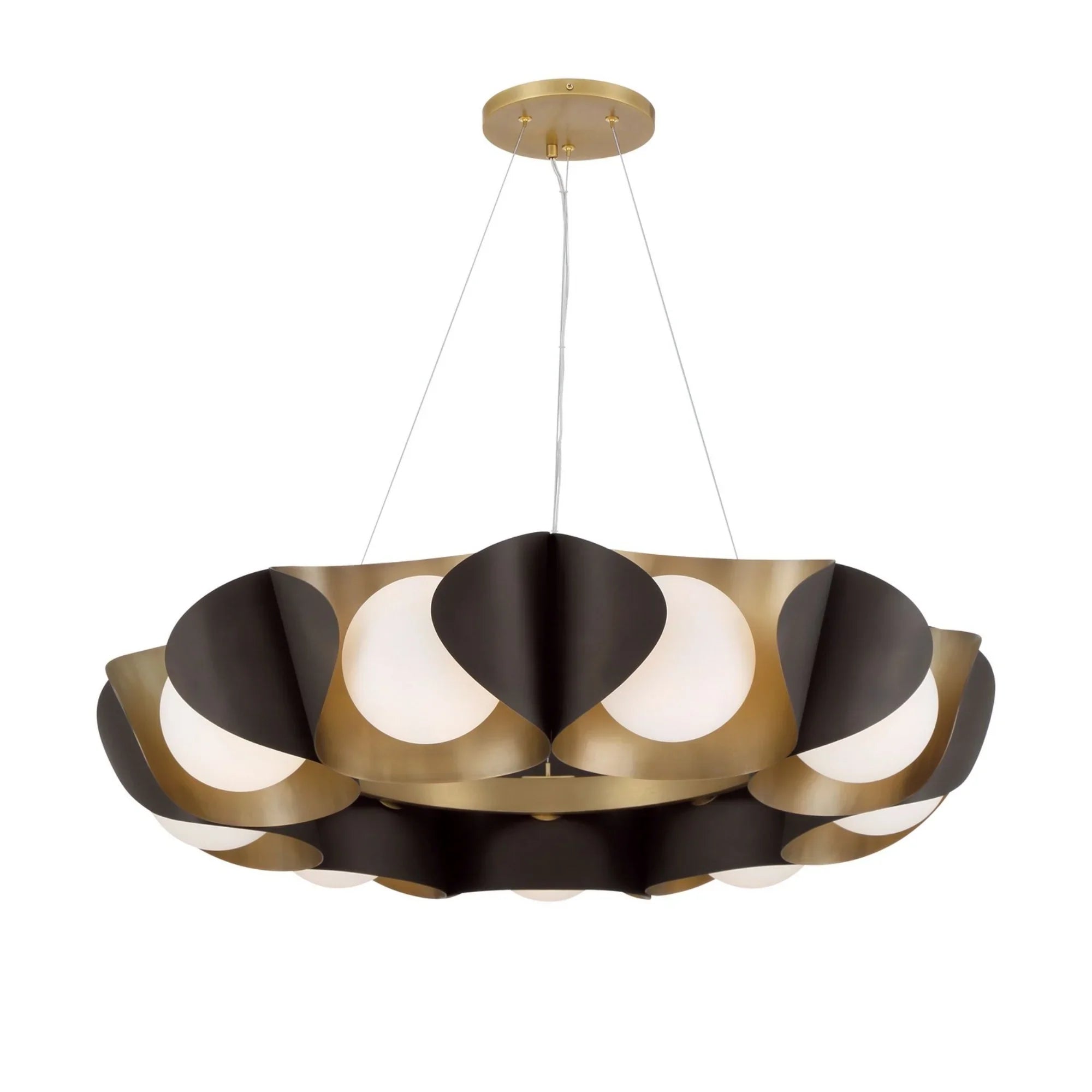 Flare 34" 9-Light Pendant, Legacy Brass & Dark Bronze Finish - Bees Lighting