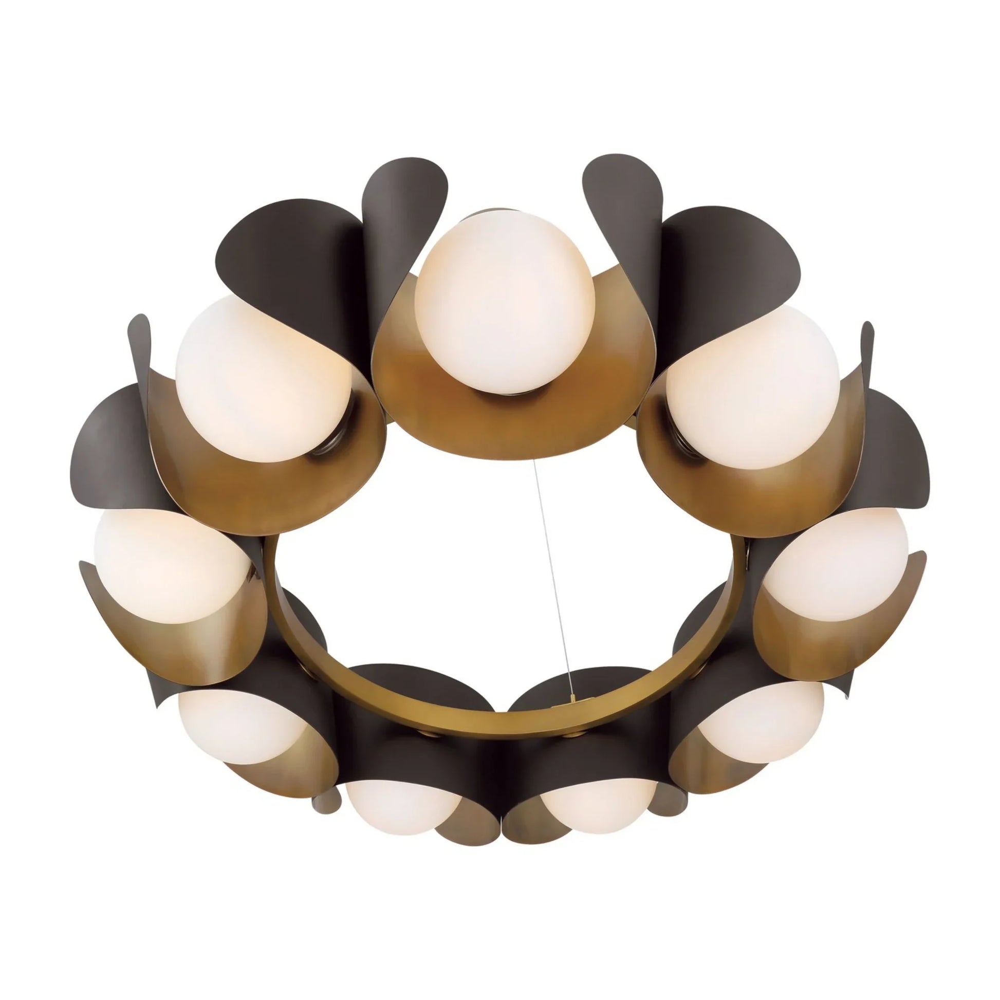 Flare 34" 9-Light Pendant, Legacy Brass & Dark Bronze Finish - Bees Lighting