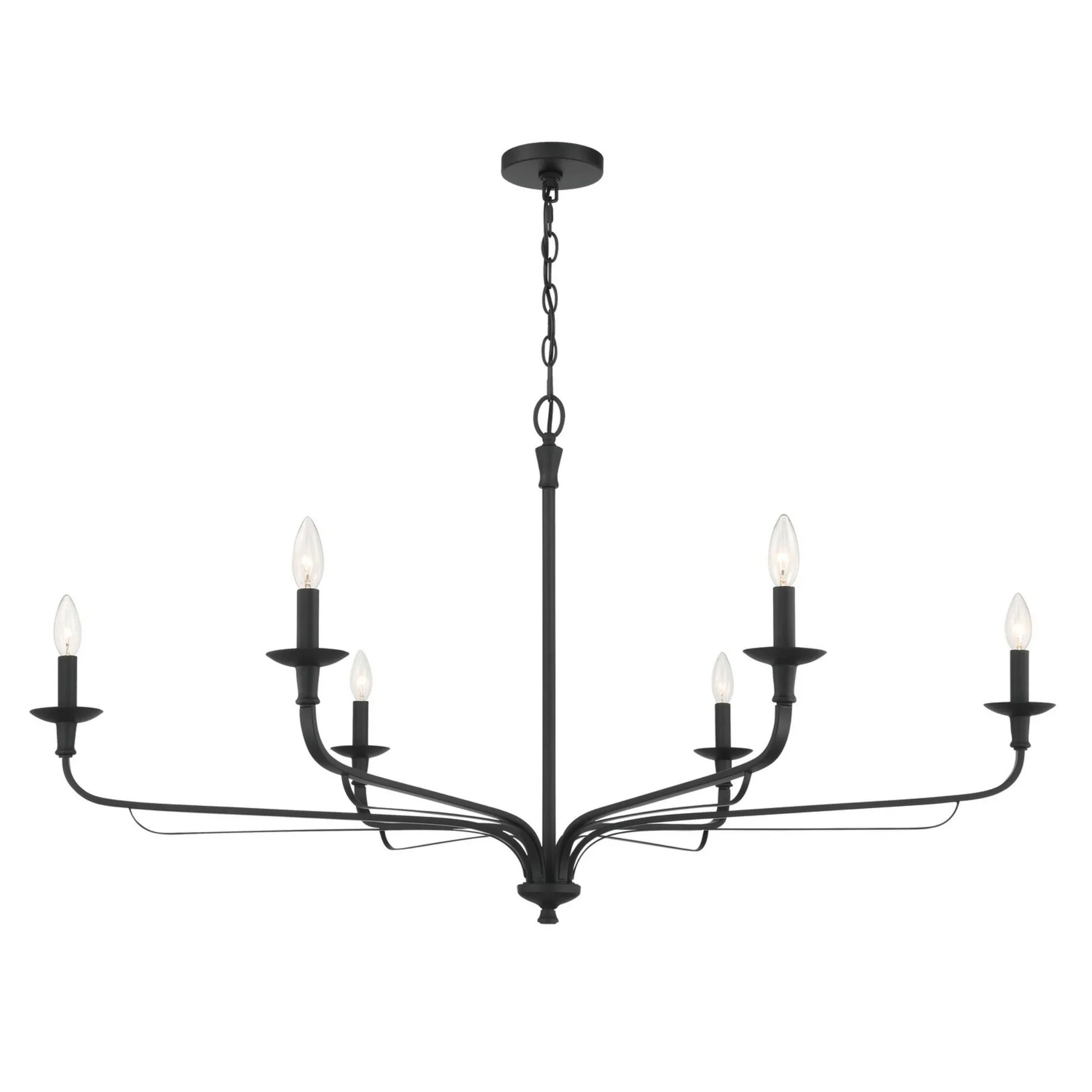 Velena 47" 6-Light Chandelier, Dark Matte Black Finish - Bees Lighting