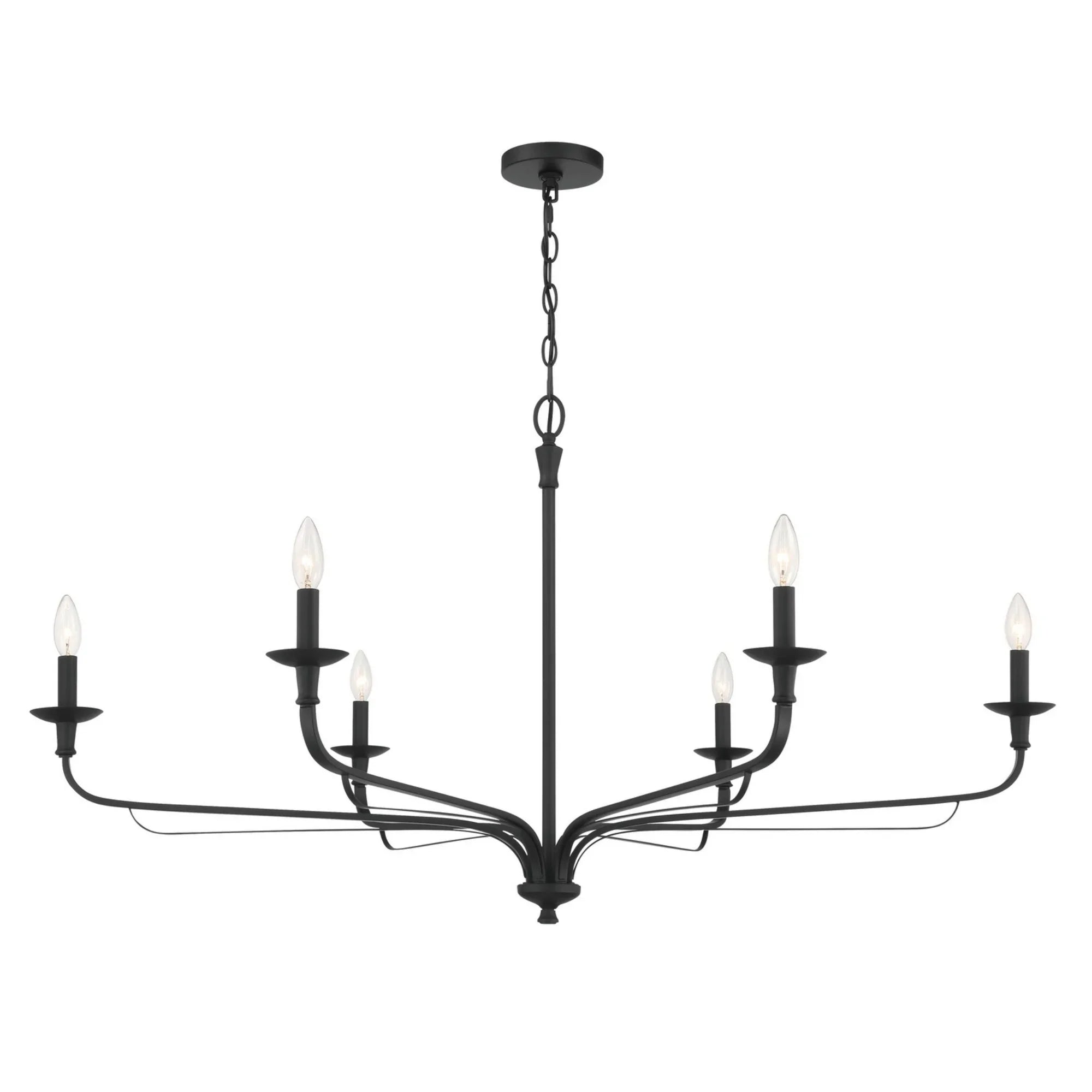 Velena 47" 6-Light Chandelier, Dark Matte Black Finish - Bees Lighting