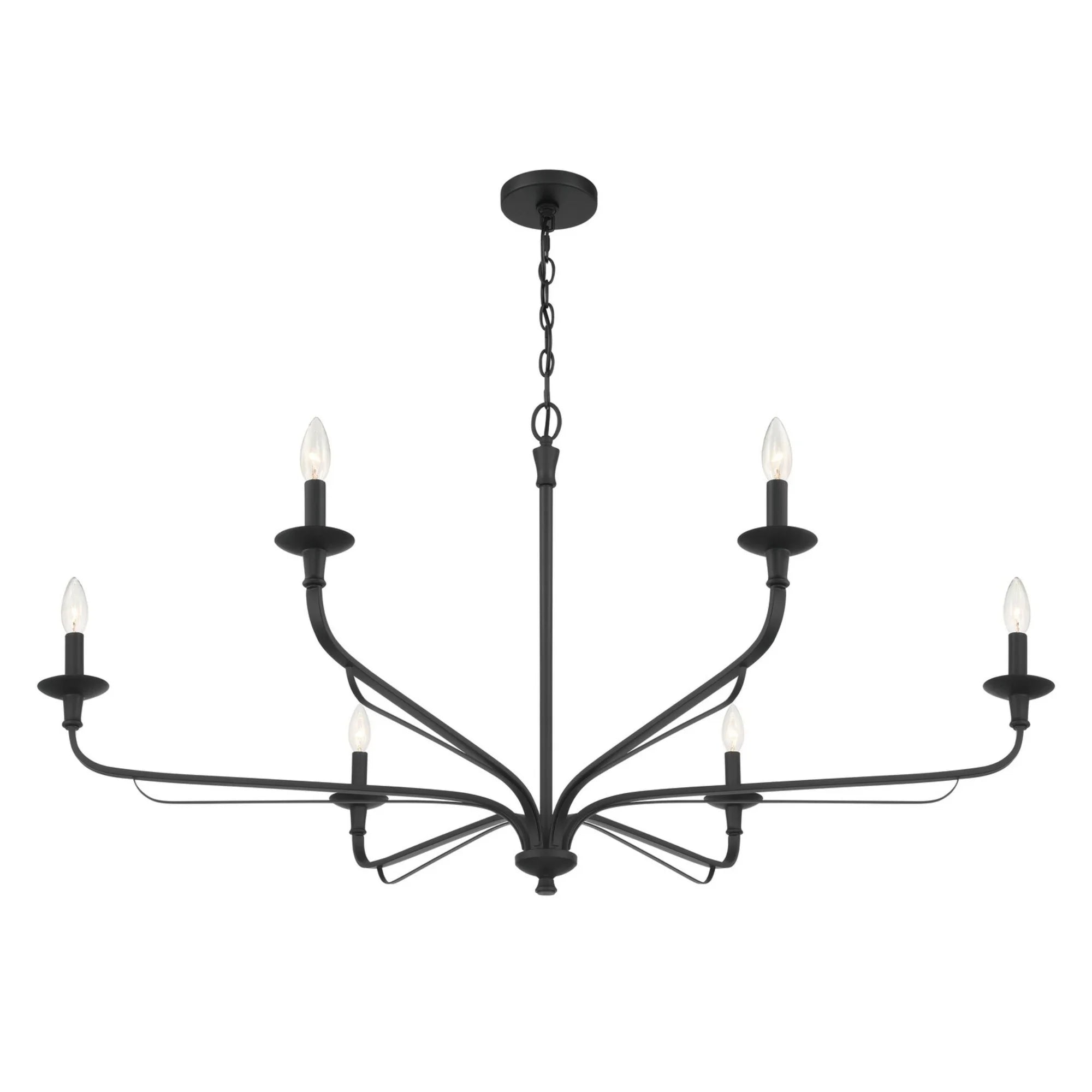Velena 47" 6-Light Chandelier, Dark Matte Black Finish - Bees Lighting