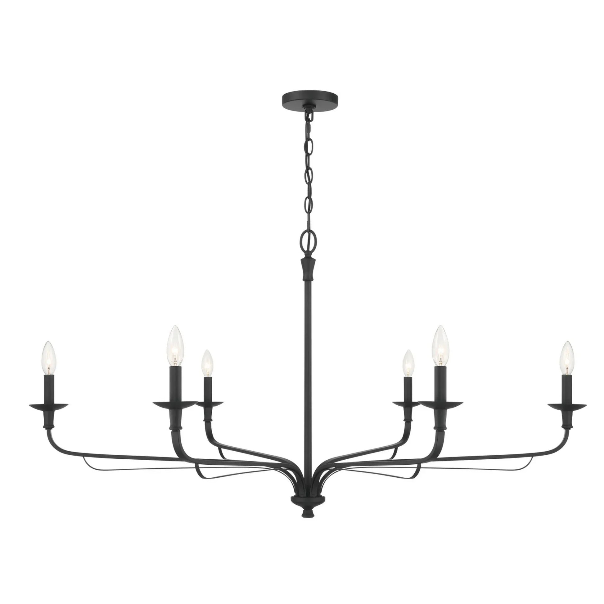Velena 47" 6-Light Chandelier, Dark Matte Black Finish - Bees Lighting