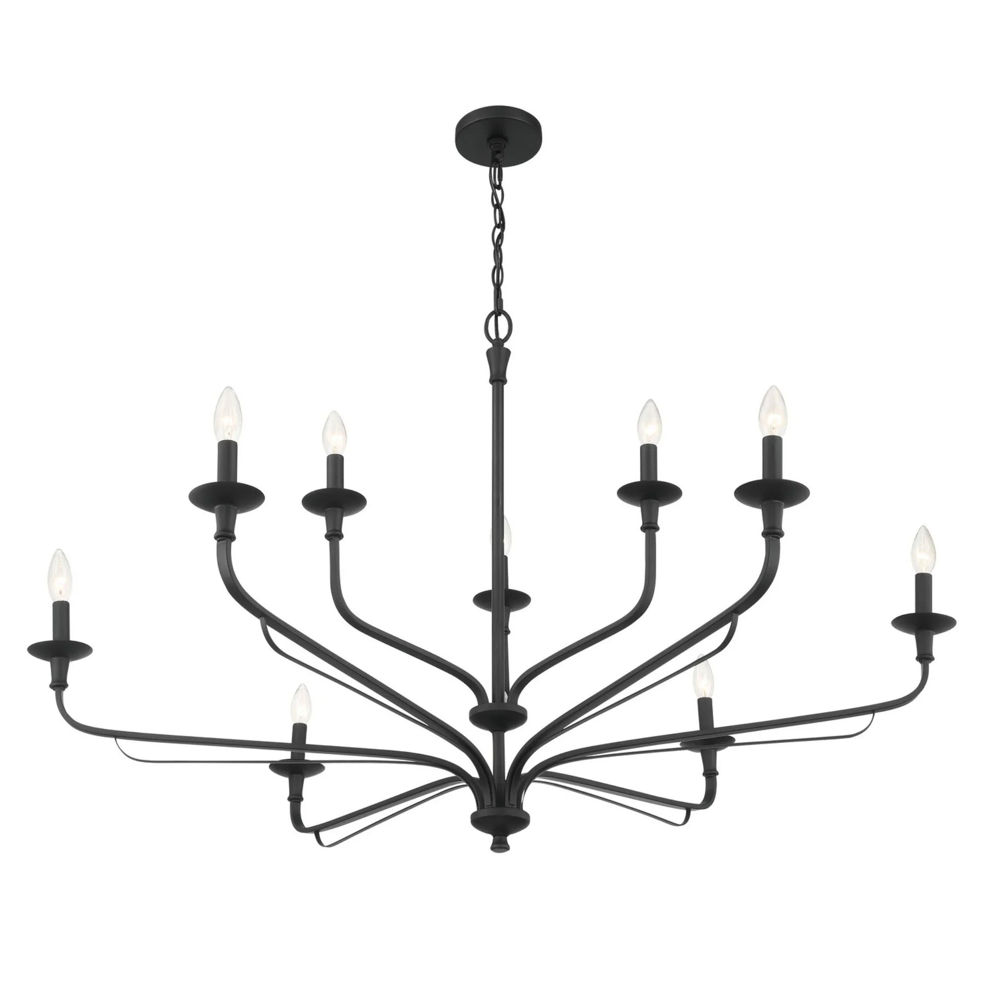 Velena 47" 9-Light Chandelier, Dark Matte Black Finish - Bees Lighting