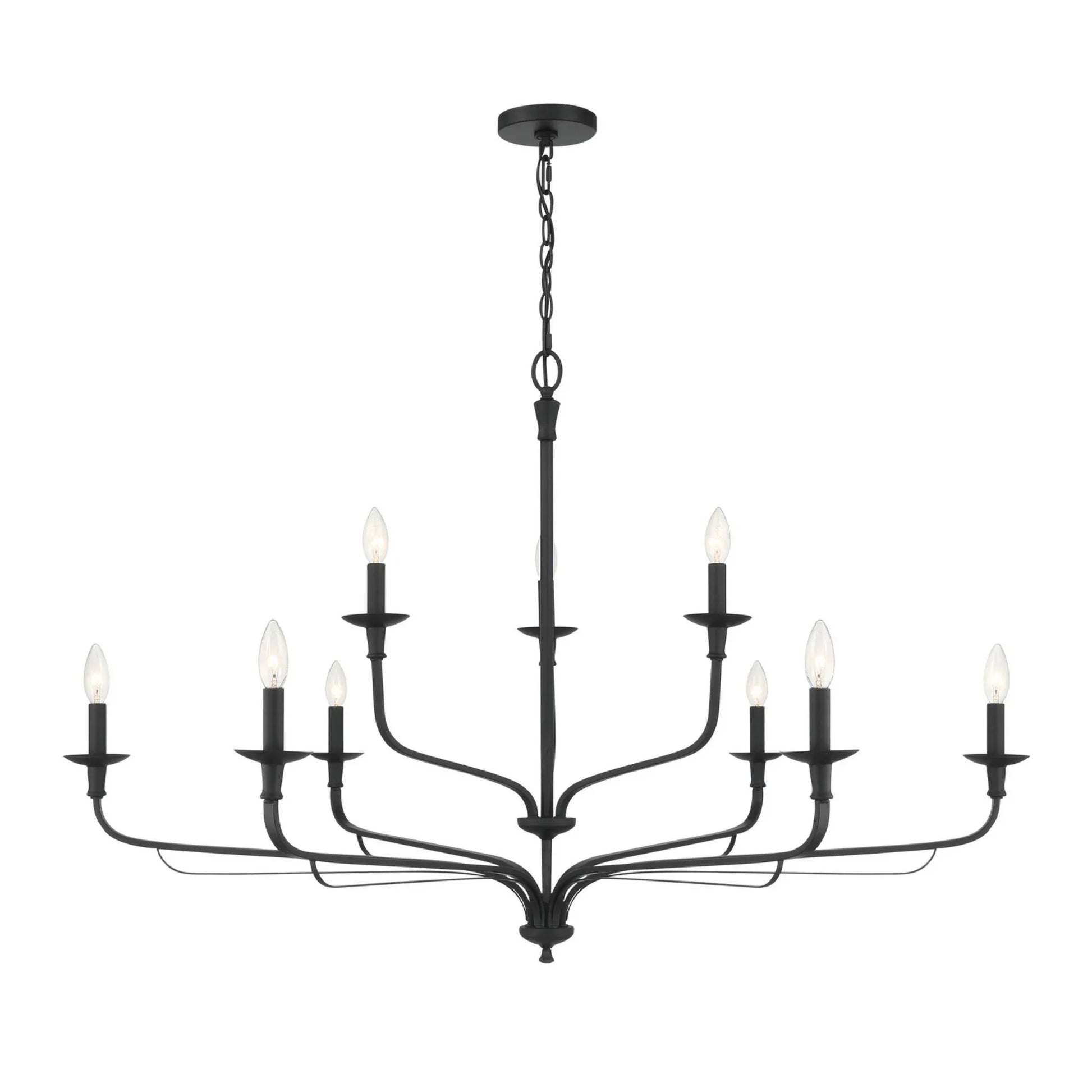 Velena 47" 9-Light Chandelier, Dark Matte Black Finish - Bees Lighting