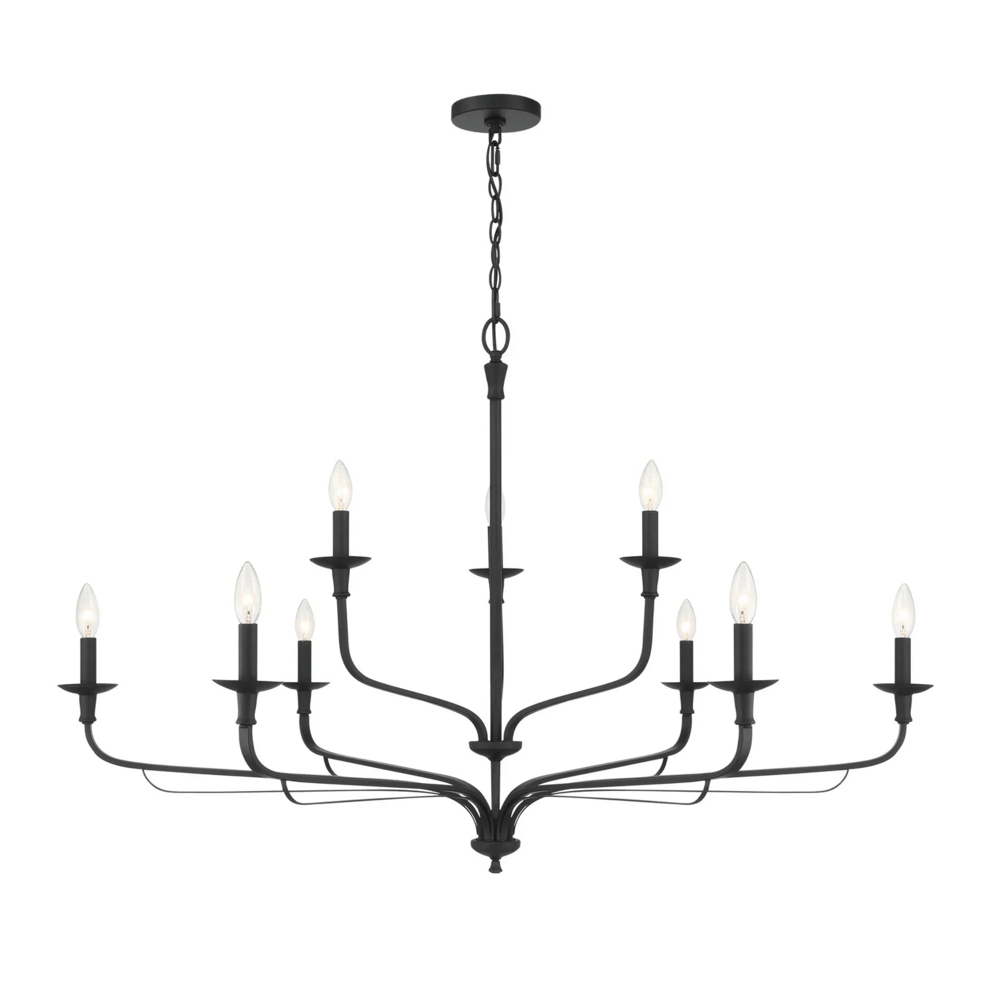 Velena 47" 9-Light Chandelier, Dark Matte Black Finish - Bees Lighting