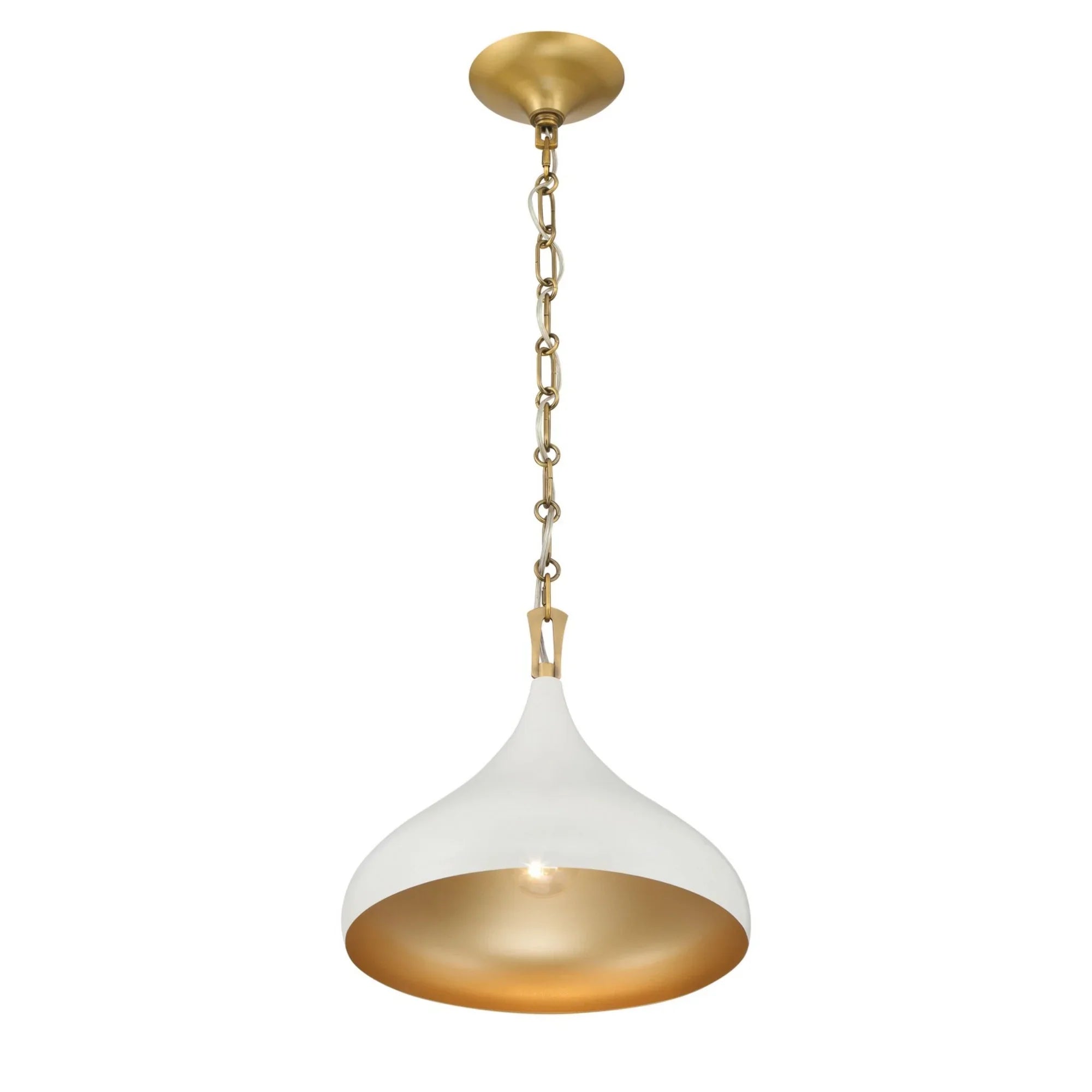 Cedar Lane 13" Pendant, Legacy Brass & Off White Cream Finish - Bees Lighting
