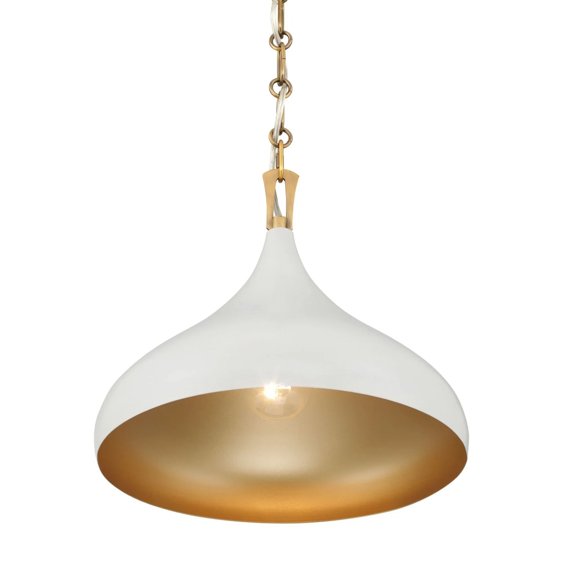 Cedar Lane 13" Pendant, Legacy Brass & Off White Cream Finish - Bees Lighting