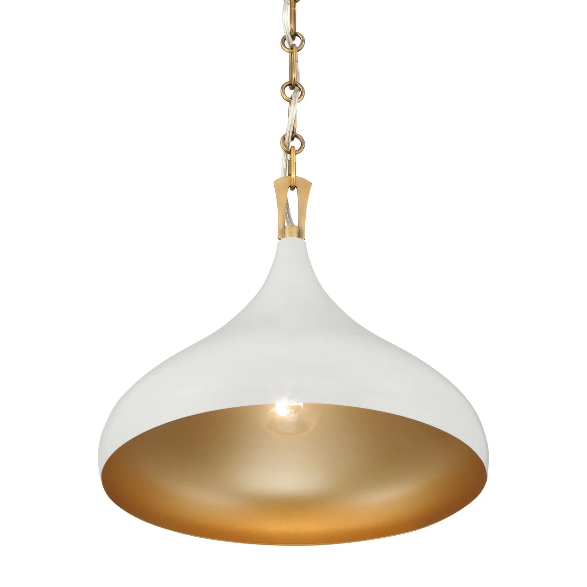 Cedar Lane 13" Pendant, Legacy Brass & Off White Cream Finish - Bees Lighting
