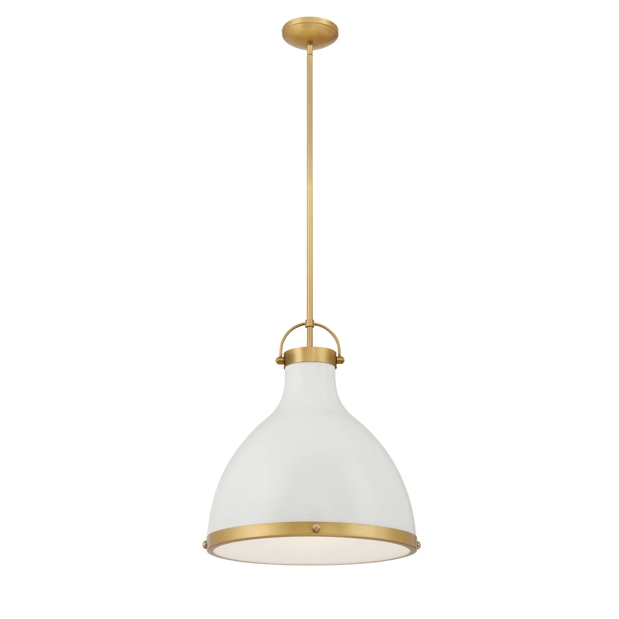 Lynk 17" Pendant, Legacy Brass & Off White Cream Finish - Bees Lighting