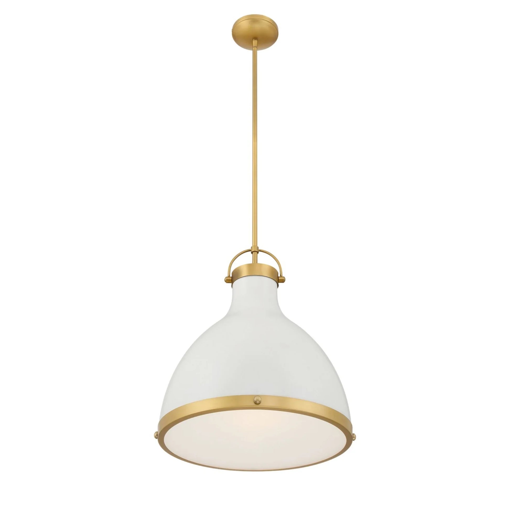 Lynk 17" Pendant, Legacy Brass & Off White Cream Finish - Bees Lighting