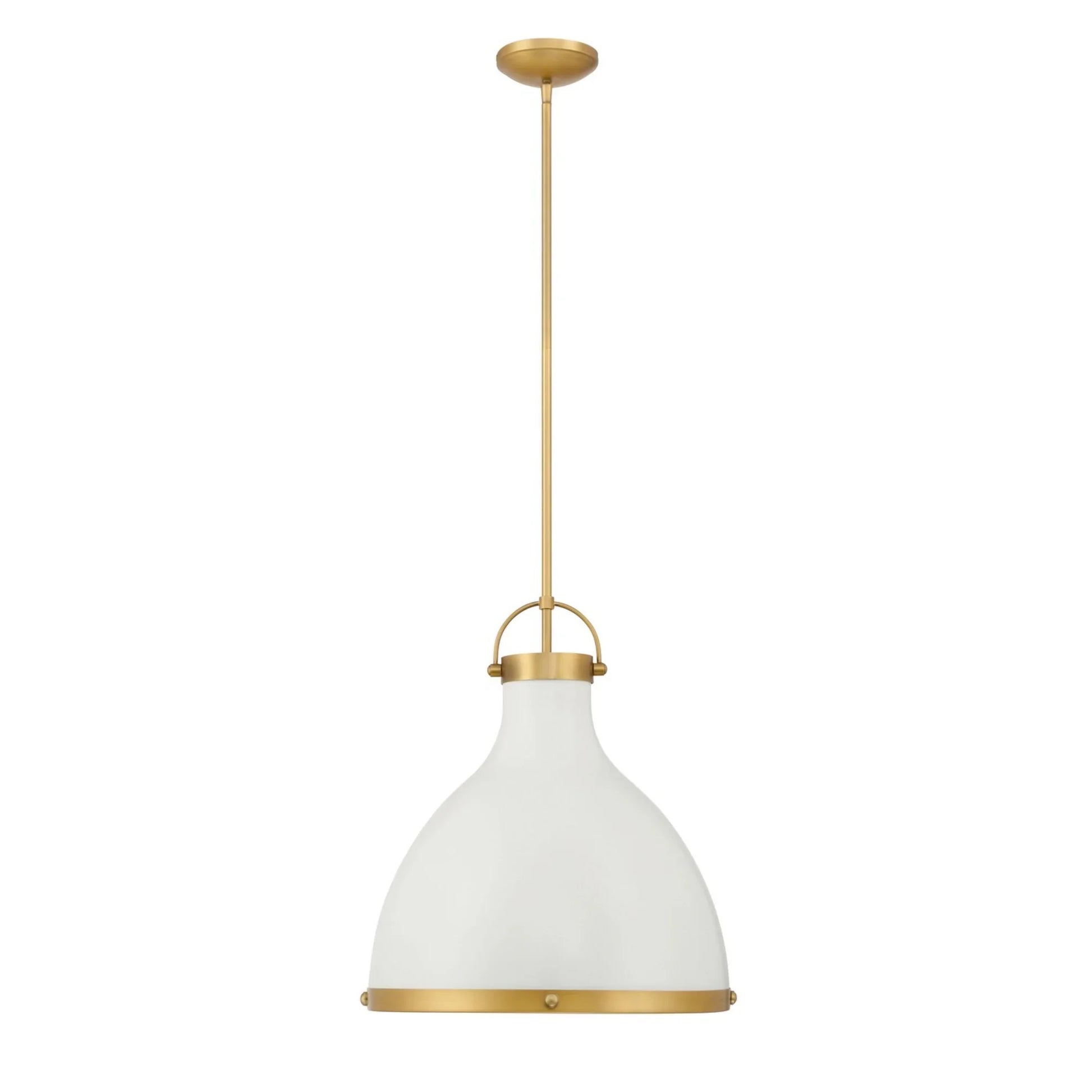 Lynk 17" Pendant, Legacy Brass & Off White Cream Finish - Bees Lighting