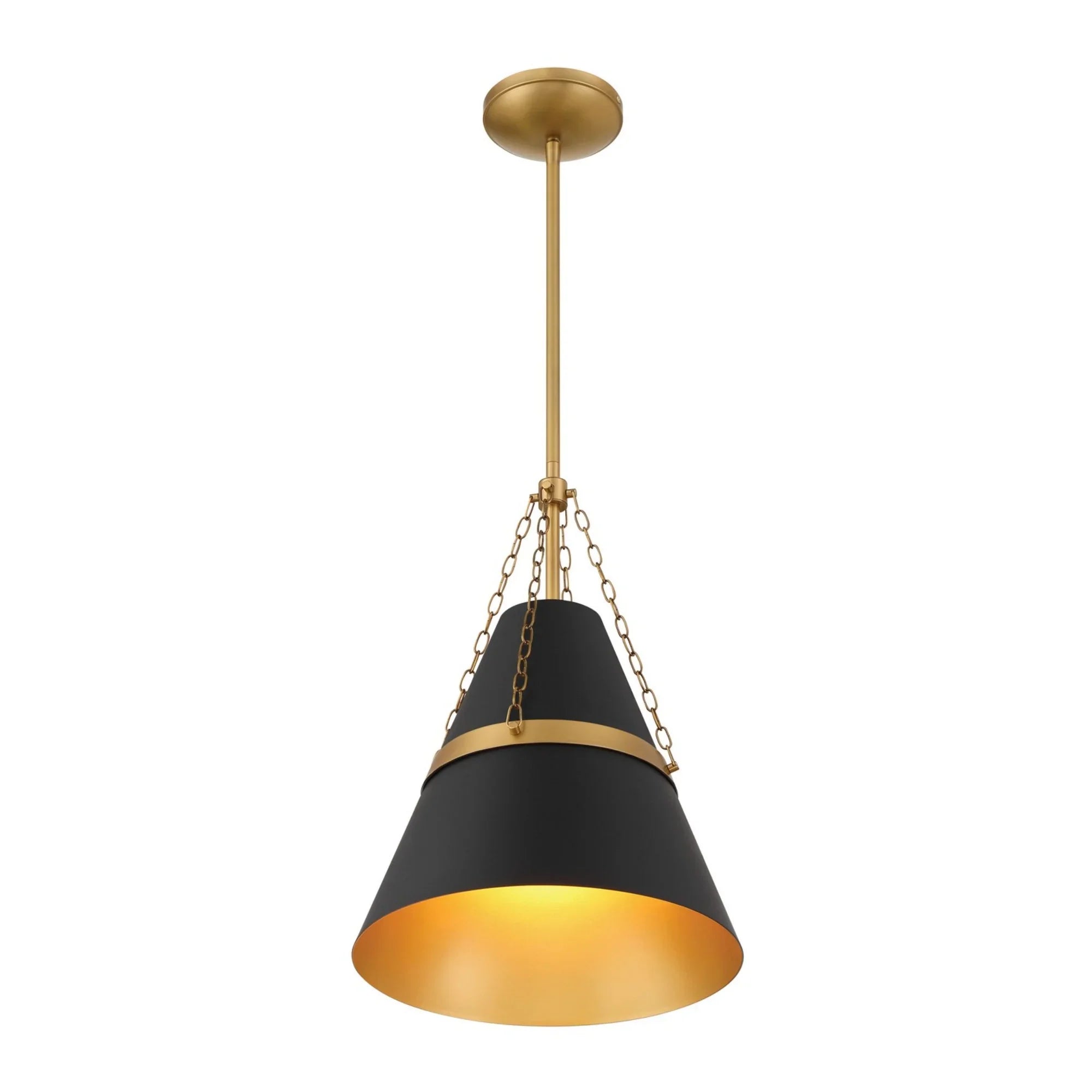 Springfield 18" Pendant, Legacy Brass & Dark Matte Black Finish - Bees Lighting