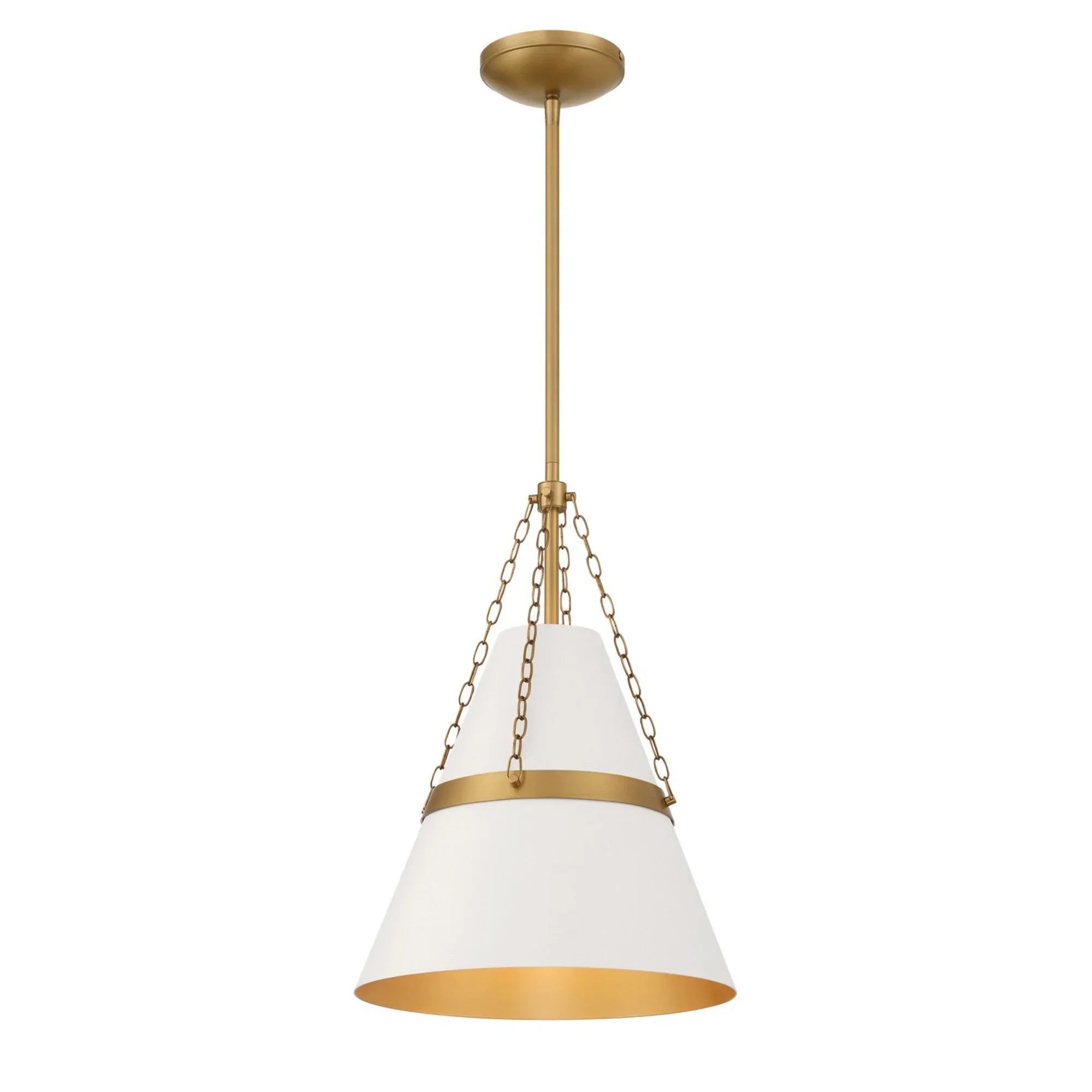 Springfield 18" Pendant, Legacy Brass & Off White Cream Finish - Bees Lighting