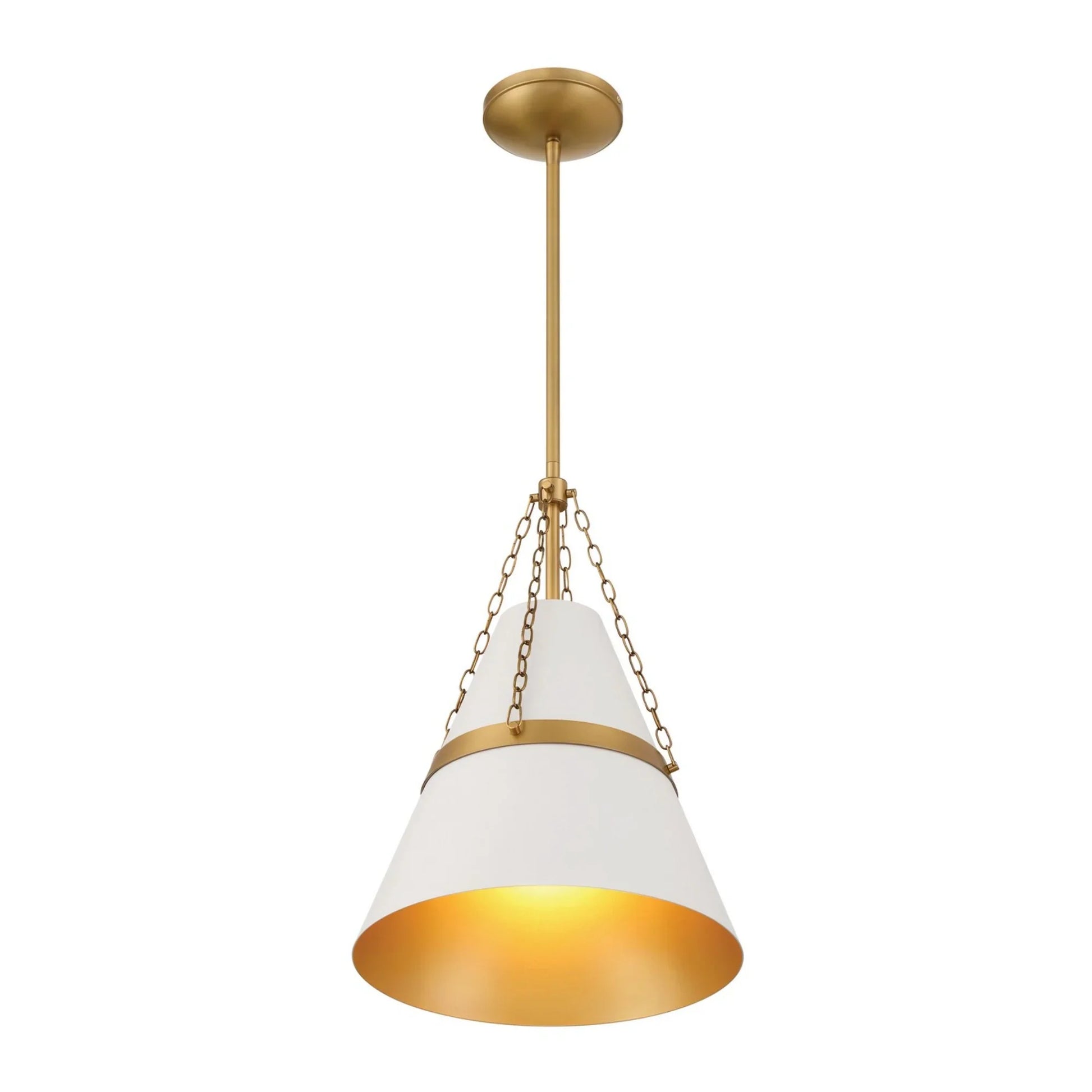 Springfield 18" Pendant, Legacy Brass & Off White Cream Finish - Bees Lighting