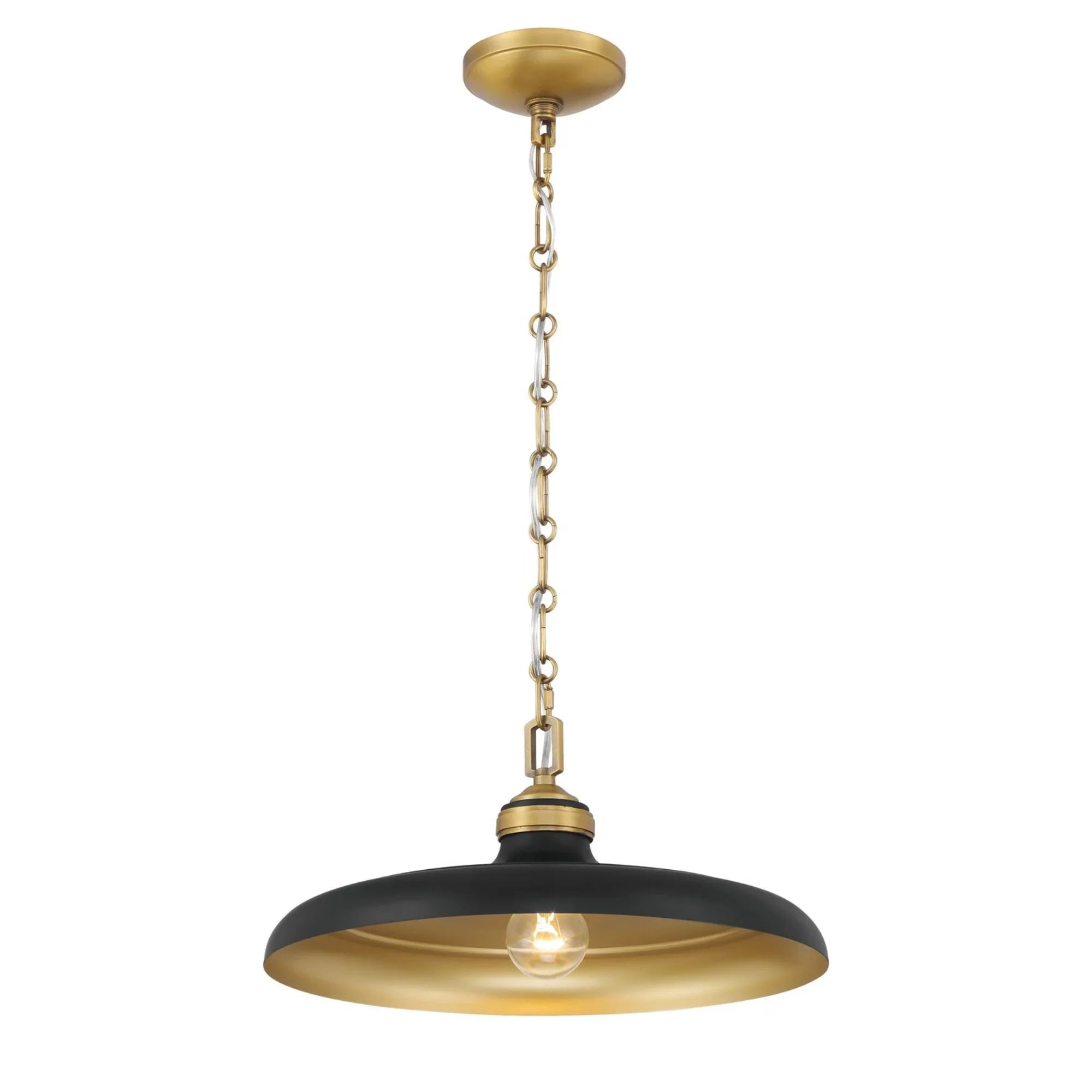 Crowne 16" Pendant, Legacy Brass & Dark Matte Black Finish - Bees Lighting
