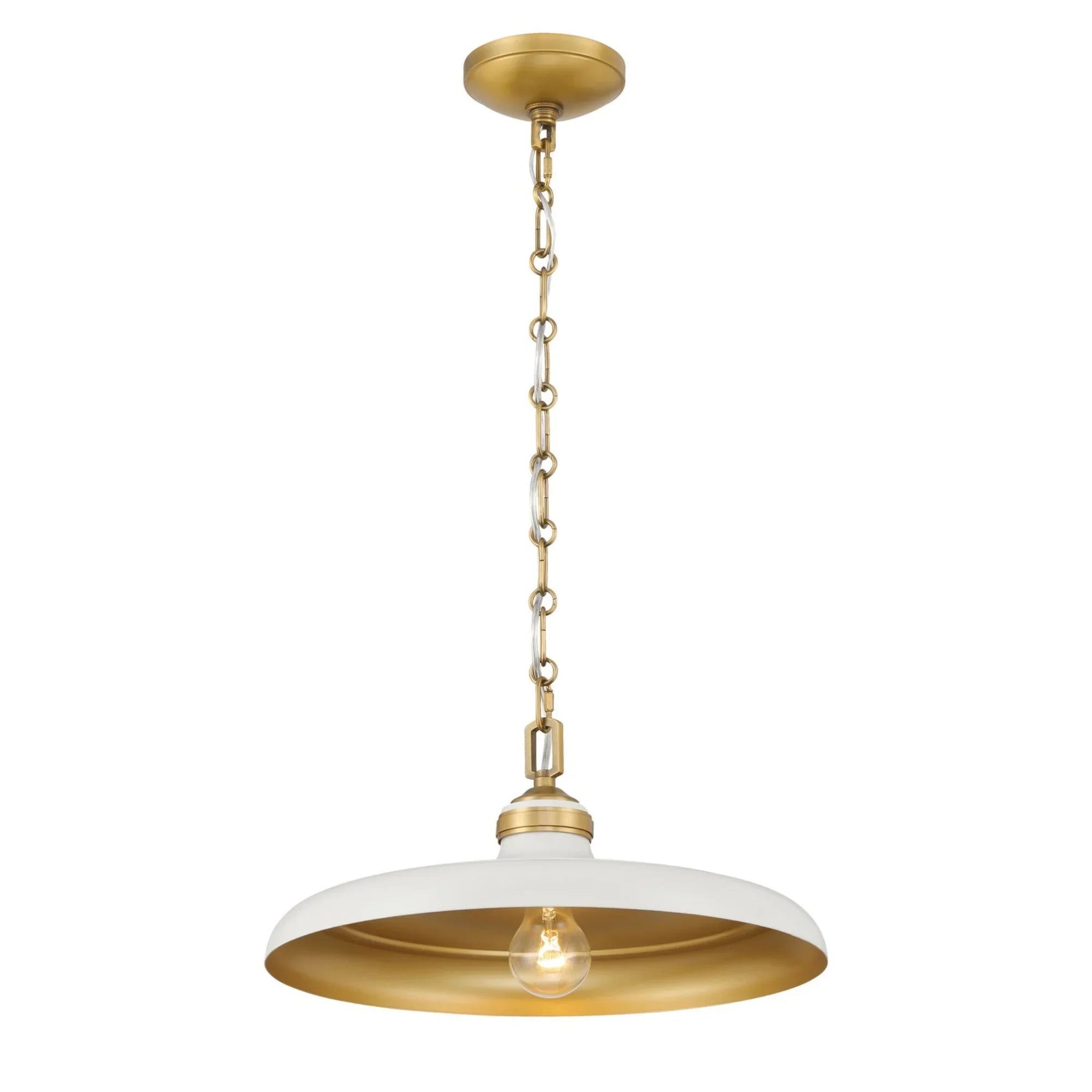 Crowne 16" Pendant, Legacy Brass & Off White Cream Finish - Bees Lighting