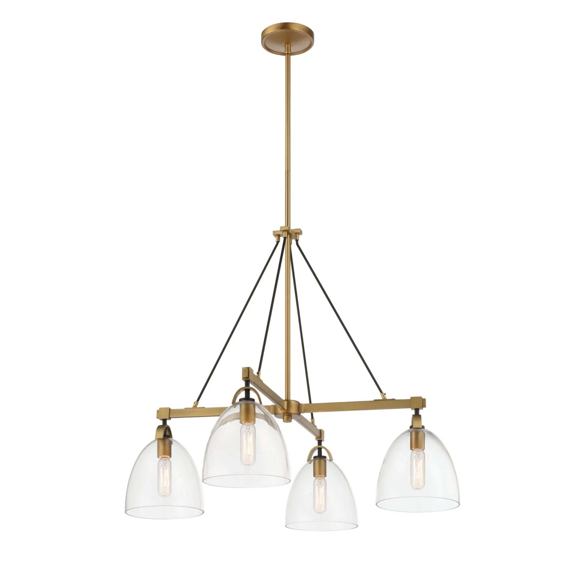 Sommersby 30" 4-Light Chandelier, Legacy Brass & Matte Coal Finish - Bees Lighting