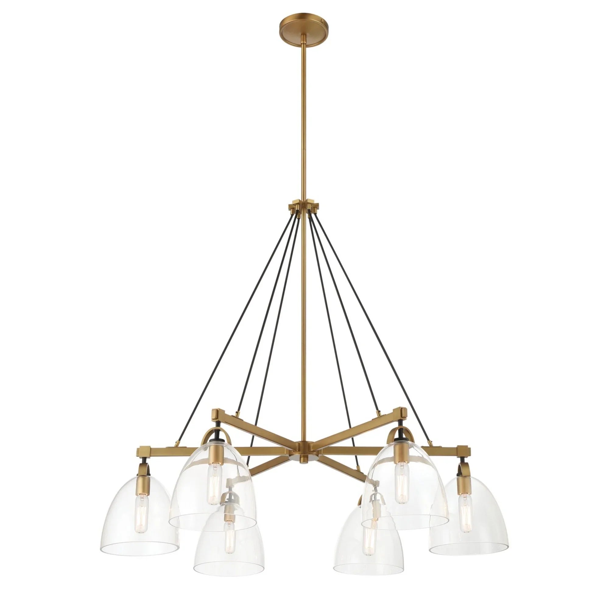 Sommersby 36" 6-Light Chandelier, Legacy Brass & Matte Coal Finish - Bees Lighting