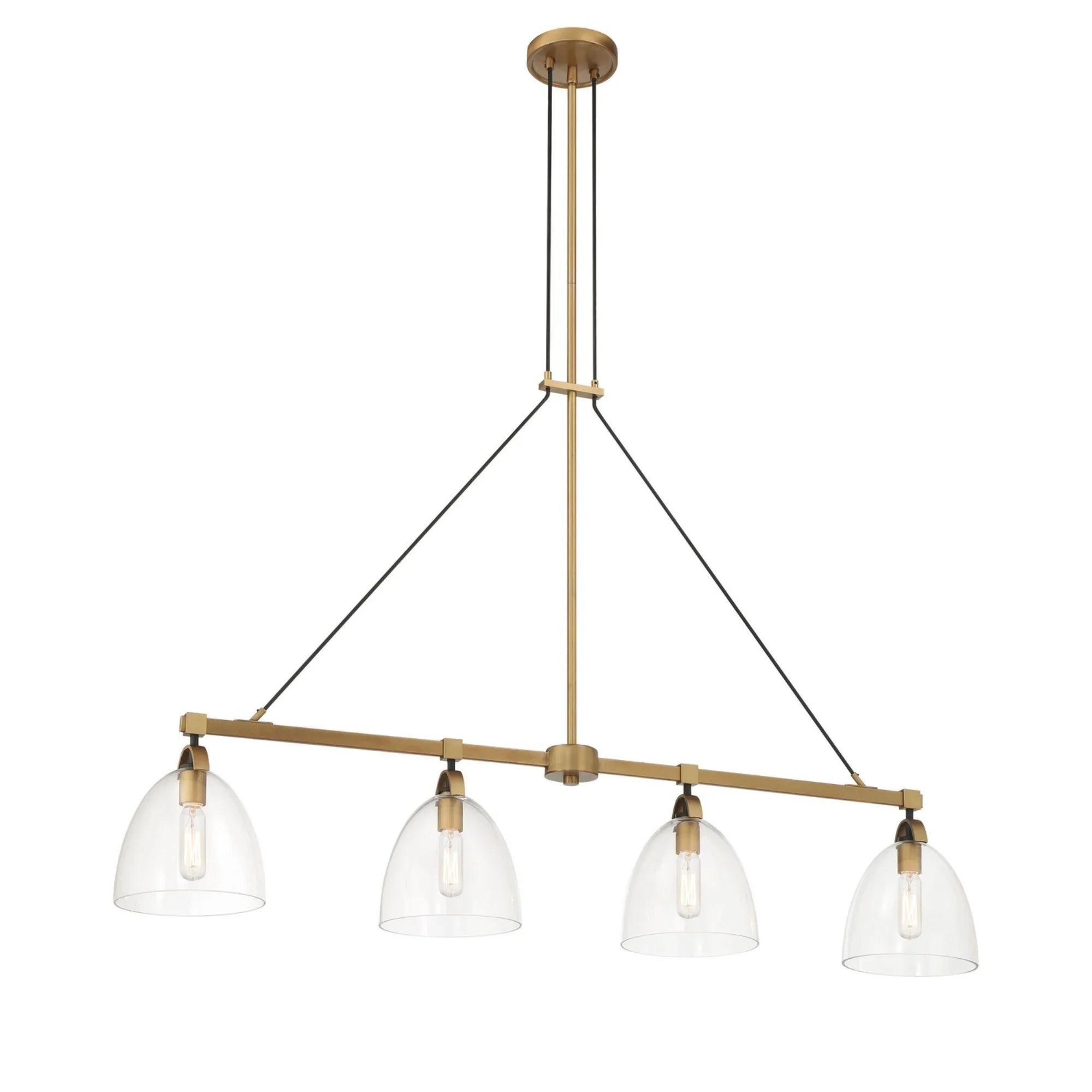 Sommersby 46" 4-Light Island Light, Legacy Brass & Matte Coal Finish - Bees Lighting