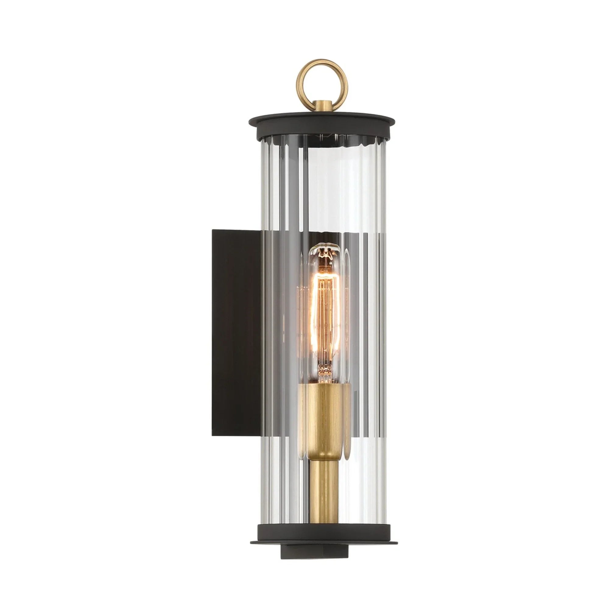 Cara 14" Outdoor Wall Sconce, Legacy Brass & Black Finish - Bees Lighting