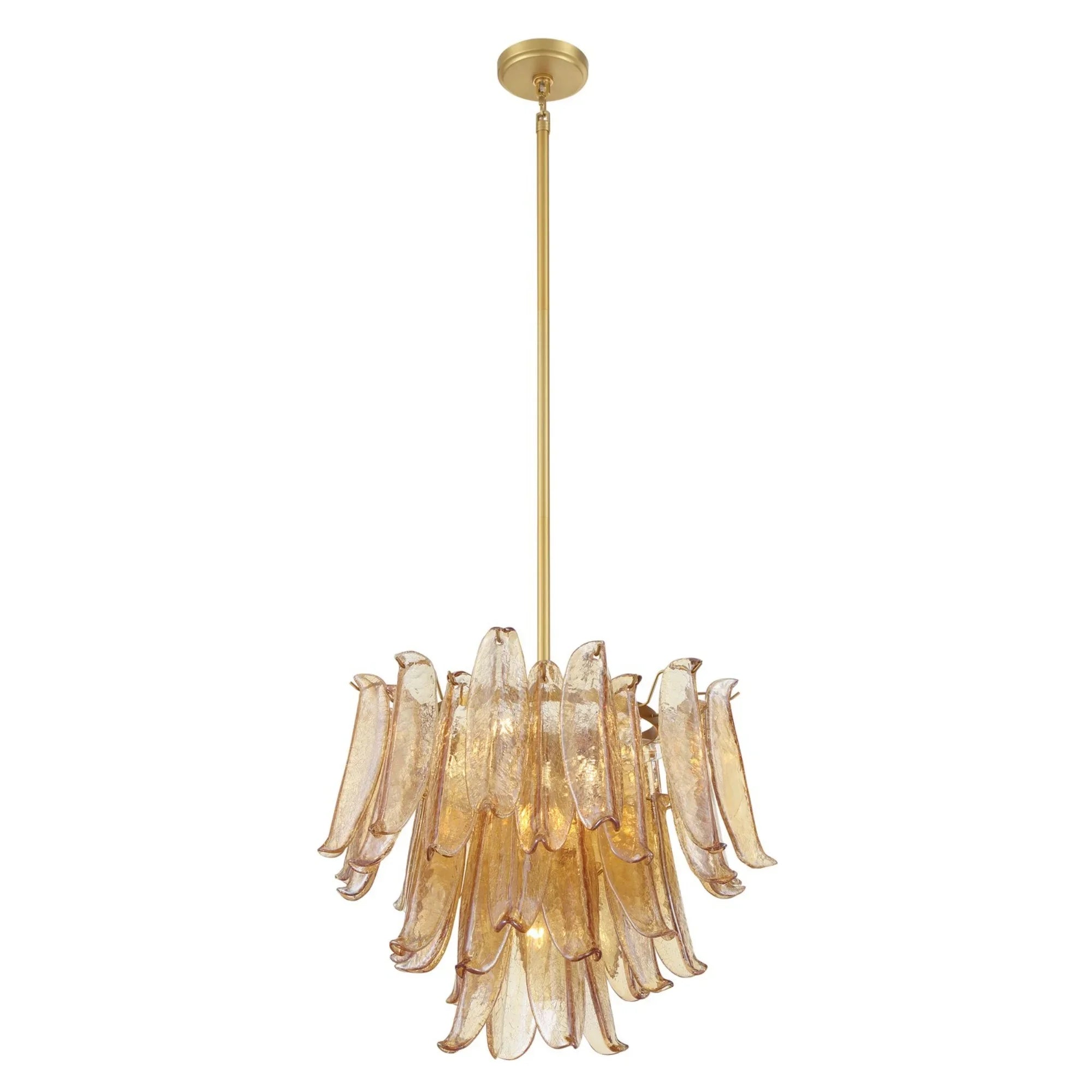 Regent 23" 9-Light Chandelier, Legacy Brass with Amber Glass Finish - Bees Lighting
