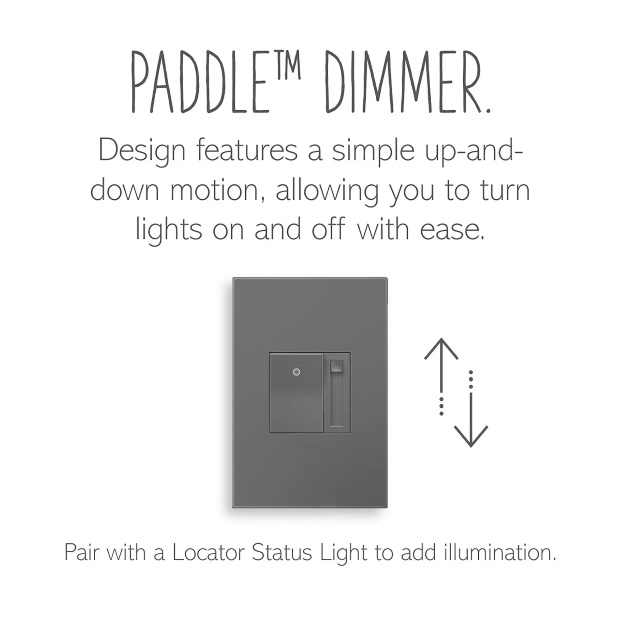 Adorne 0-10V Fluorescent/LED Paddle Dimmer, Single Pole/3-Way, Magnesium - Bees Lighting