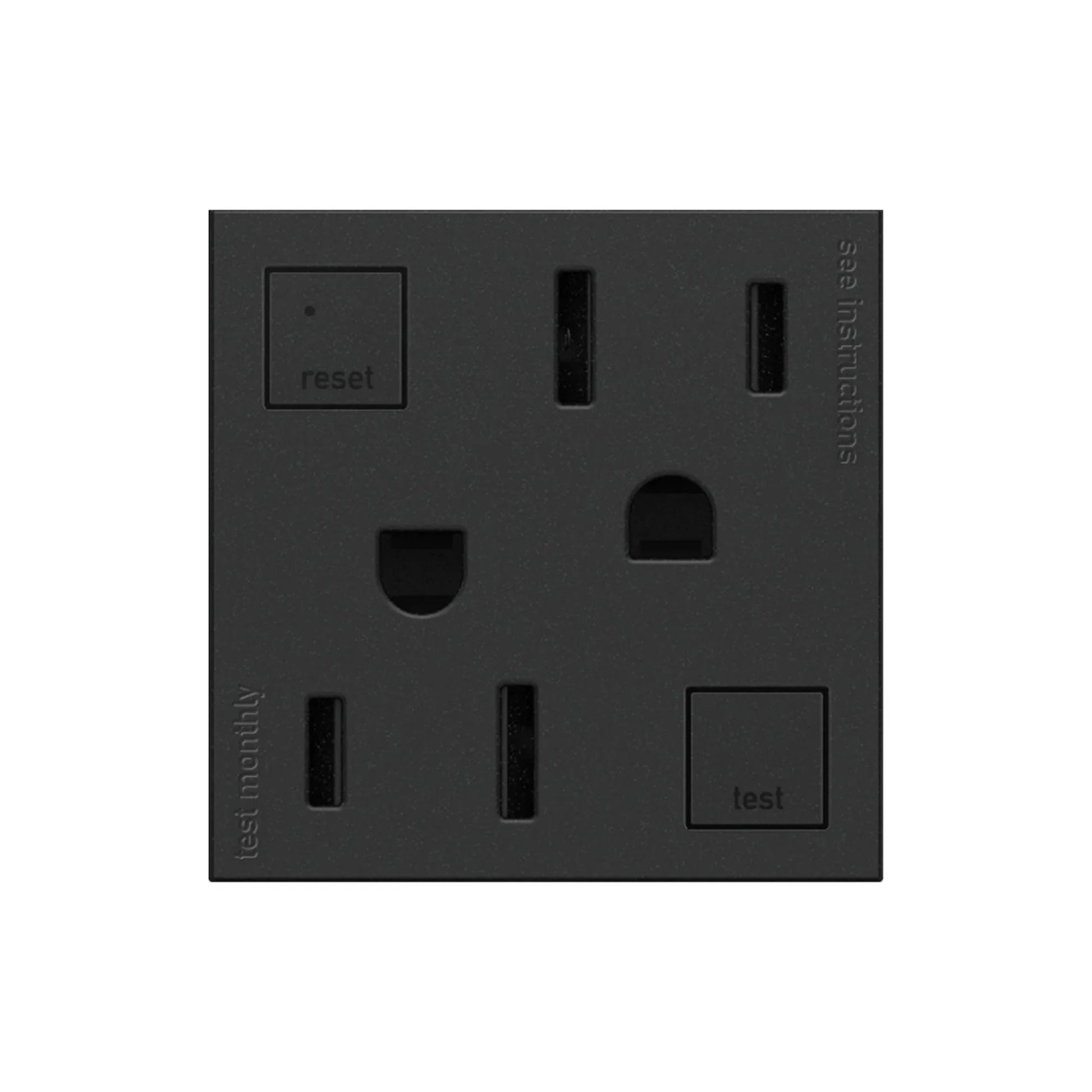 adorne Tamper-Resistant 15A Duplex Self-Test GFCI Receptacle, Graphite - Bees Lighting