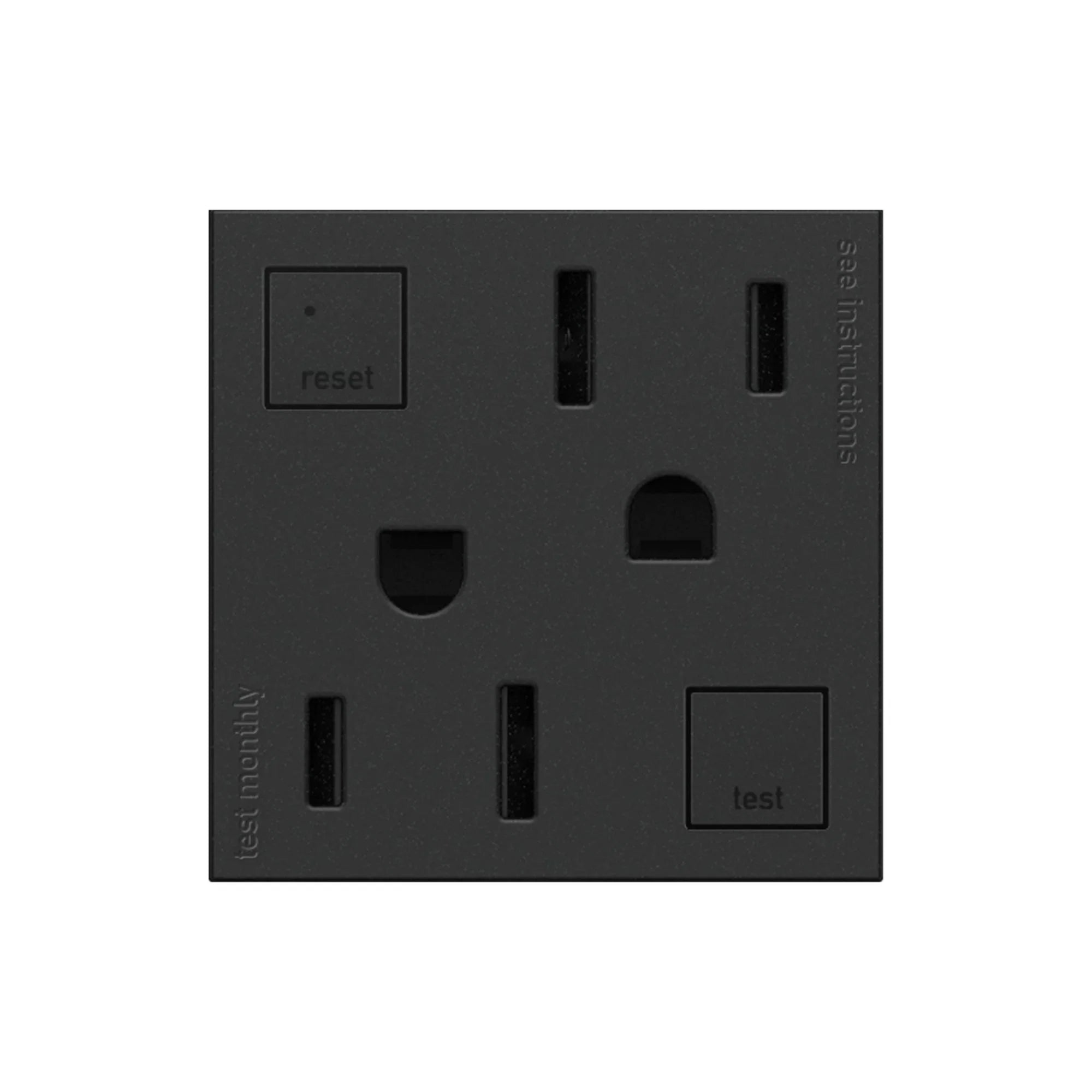 adorne Tamper-Resistant 15A Duplex Self-Test GFCI Receptacle, Graphite - Bees Lighting