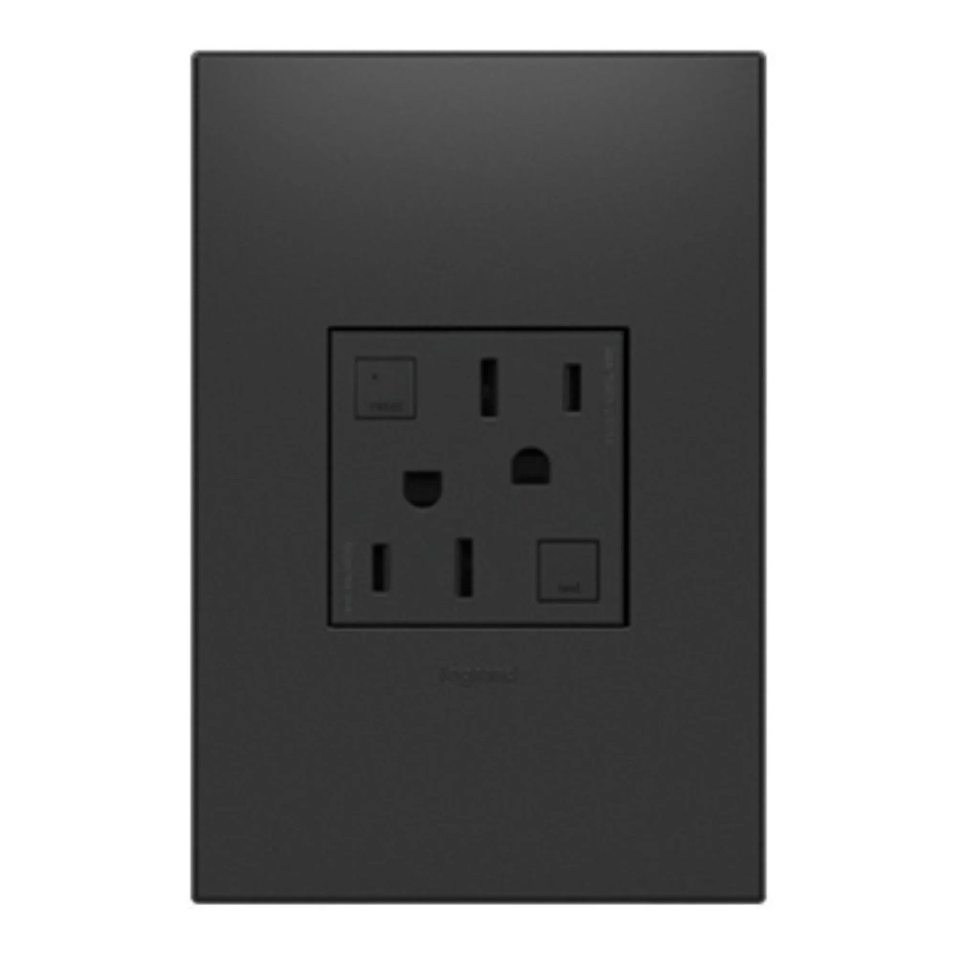 adorne Tamper-Resistant 15A Duplex Self-Test GFCI Receptacle, Graphite - Bees Lighting