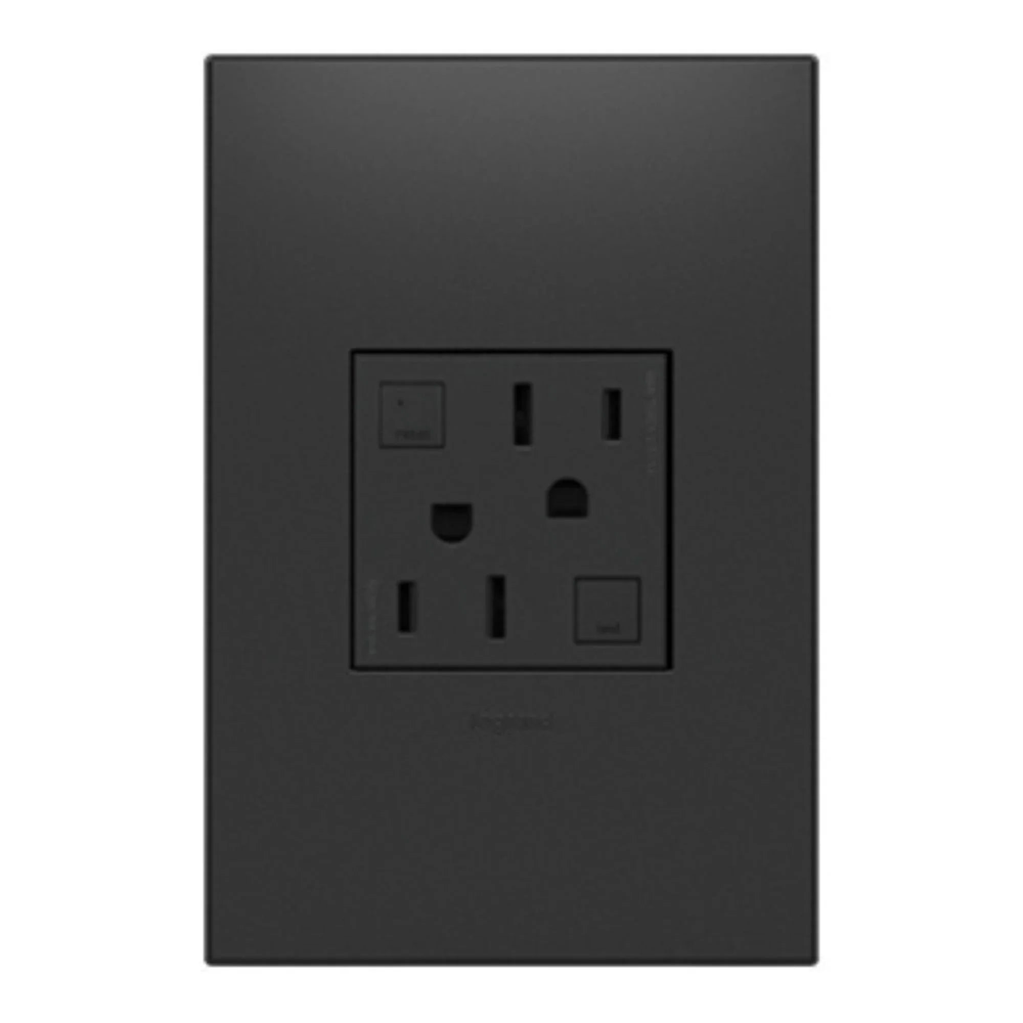 adorne Tamper-Resistant 15A Duplex Self-Test GFCI Receptacle, Graphite - Bees Lighting