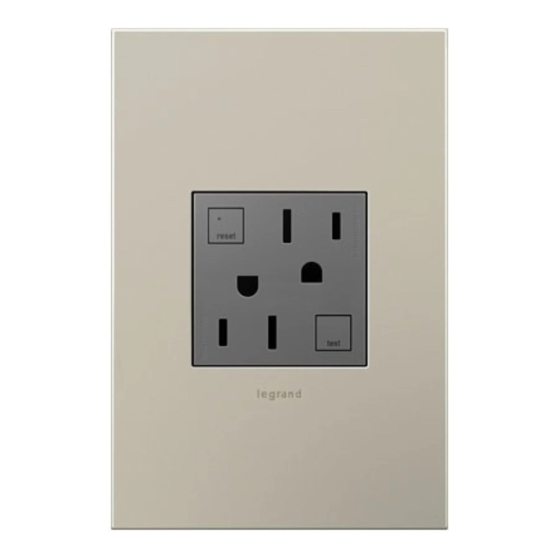 adorne Tamper-Resistant 15A Duplex Self-Test GFCI Receptacle, Magnesium - Bees Lighting