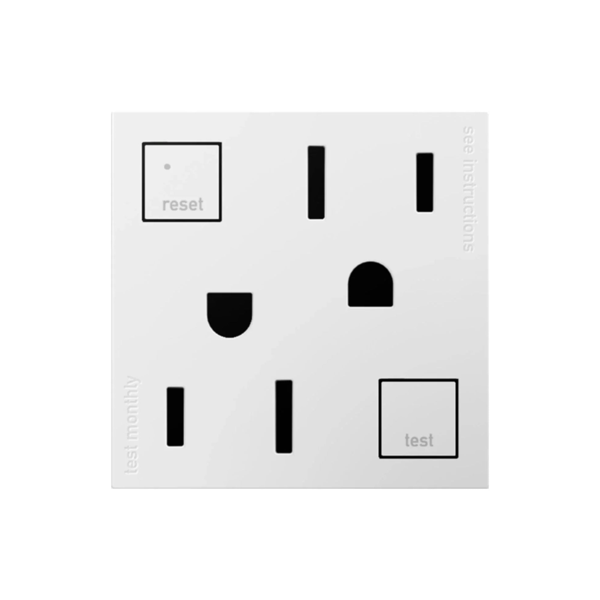 adorne Tamper-Resistant 15A Duplex Self-Test GFCI Receptacle, White - Bees Lighting